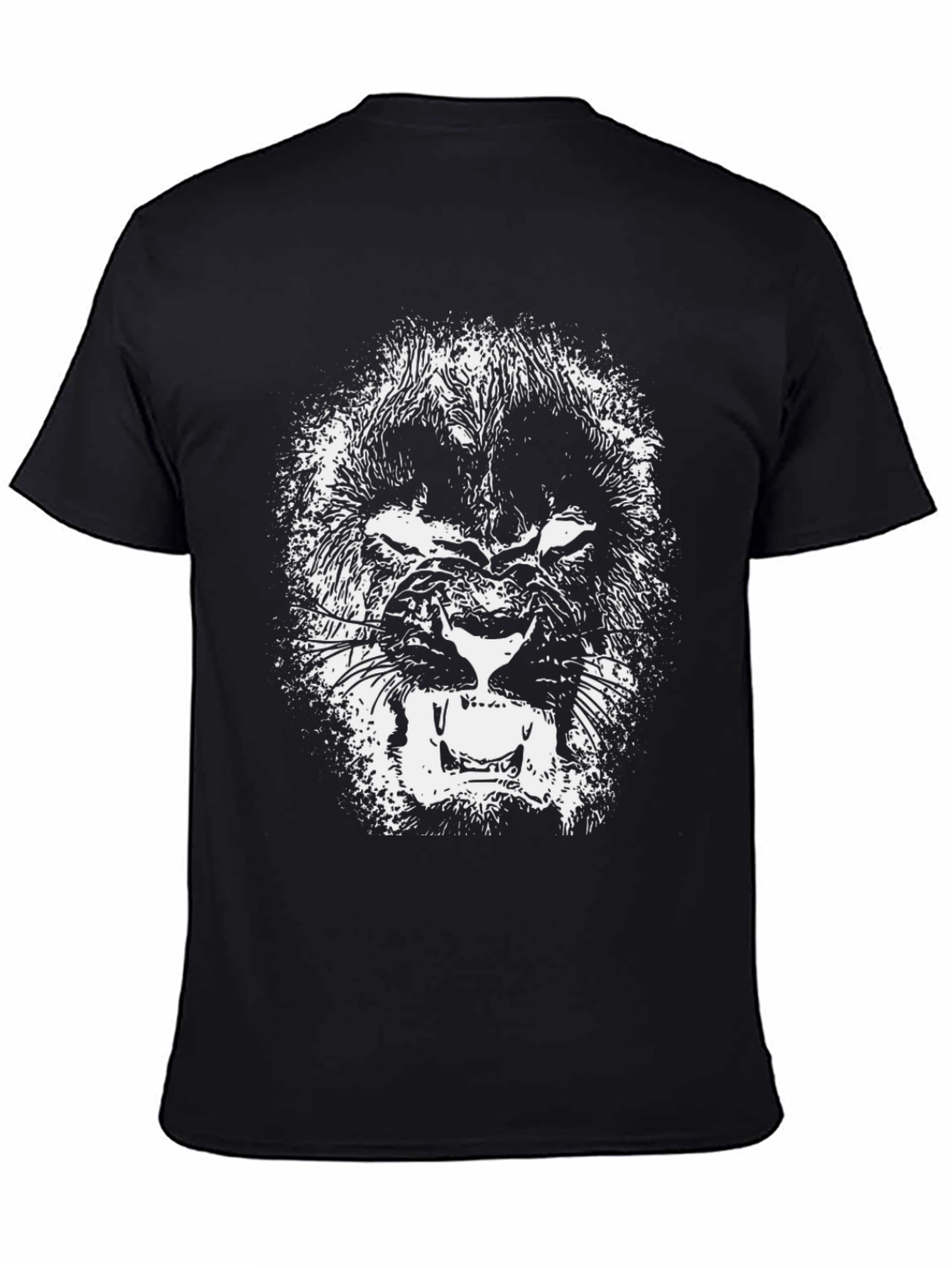 Black T-Shirt with Lion Graphic Print