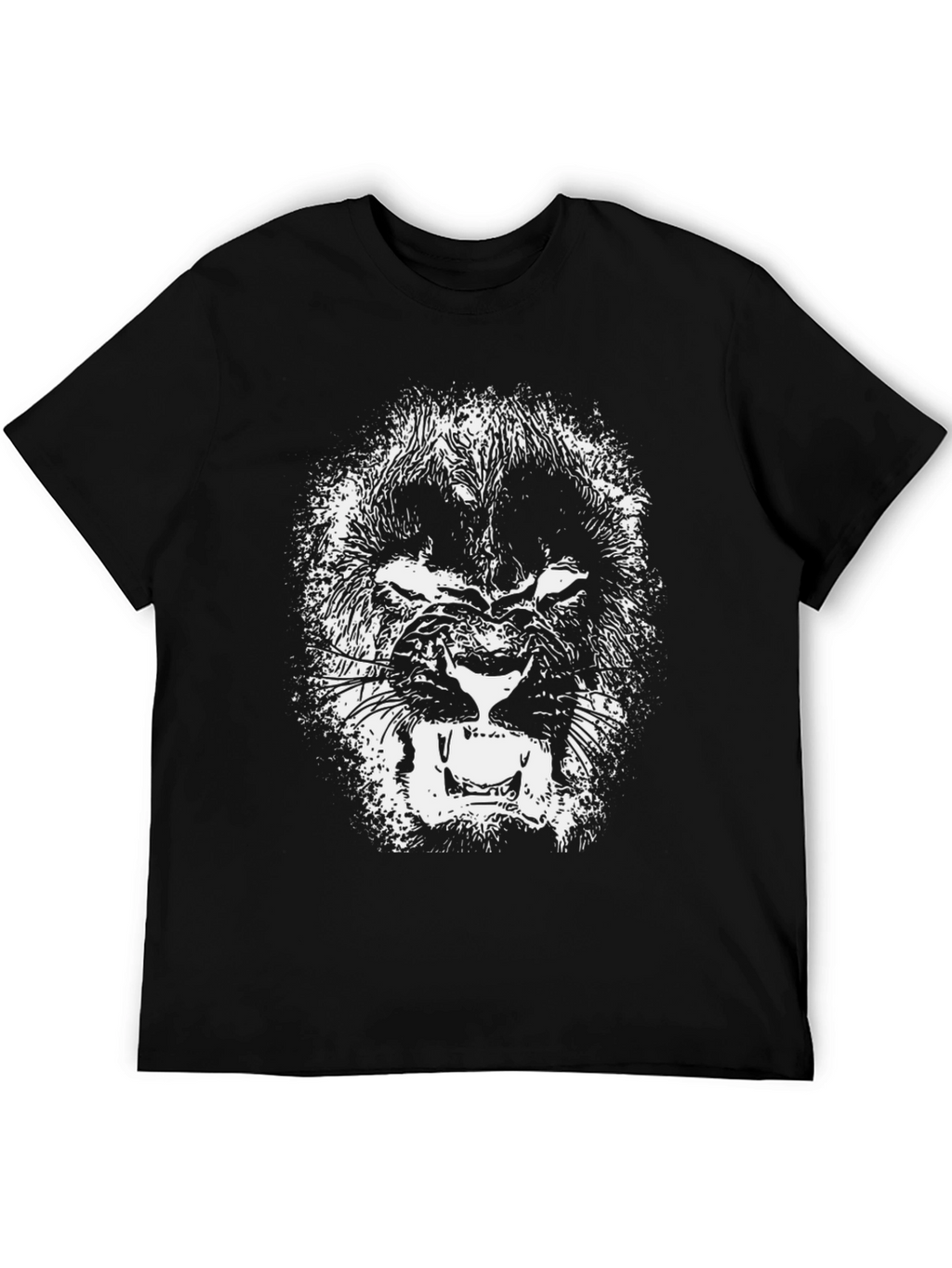 Black T-Shirt with Lion Graphic Print