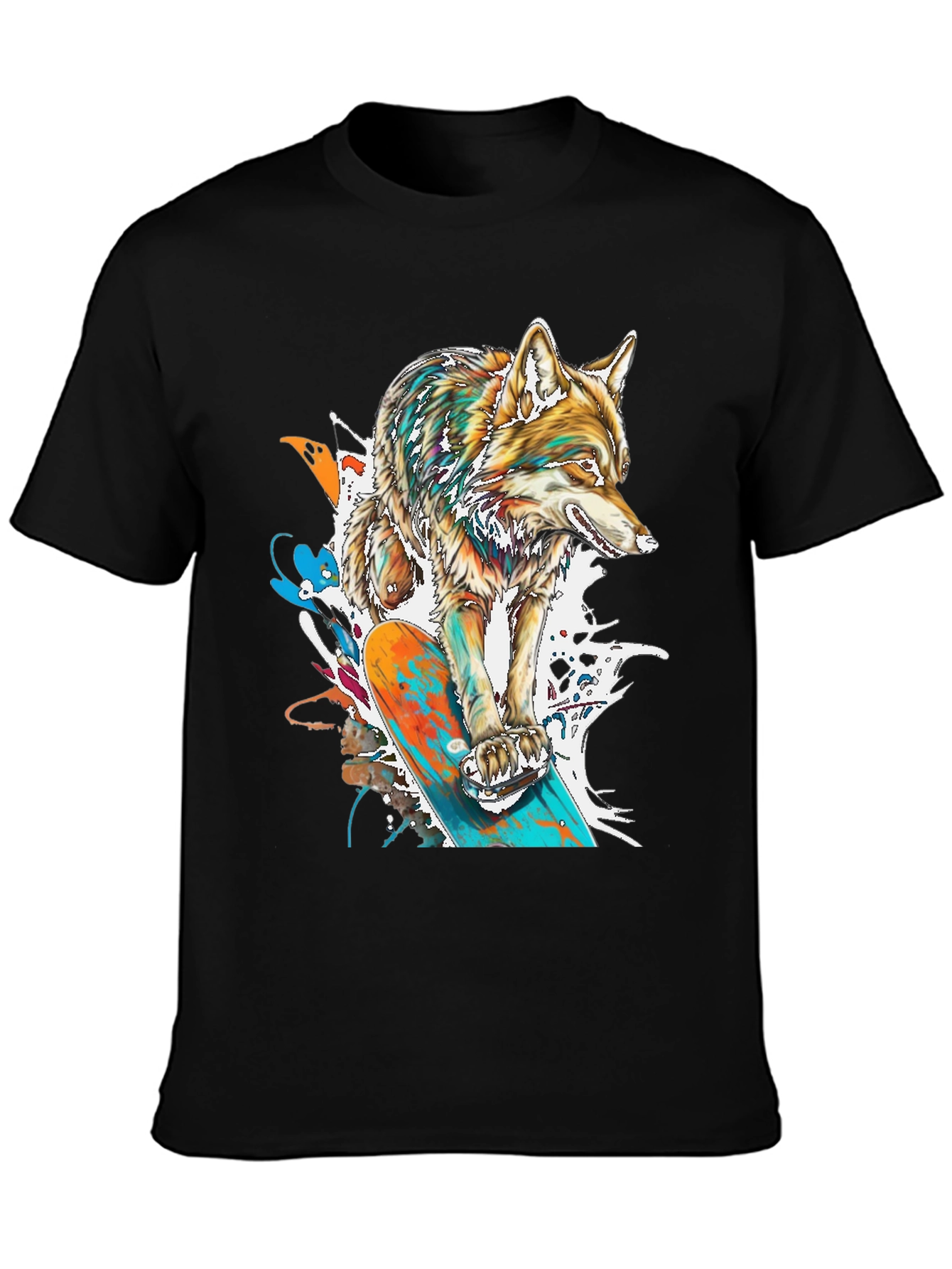 Wolf Skateboard Graphic Tee - Cool Animal Print Shirt