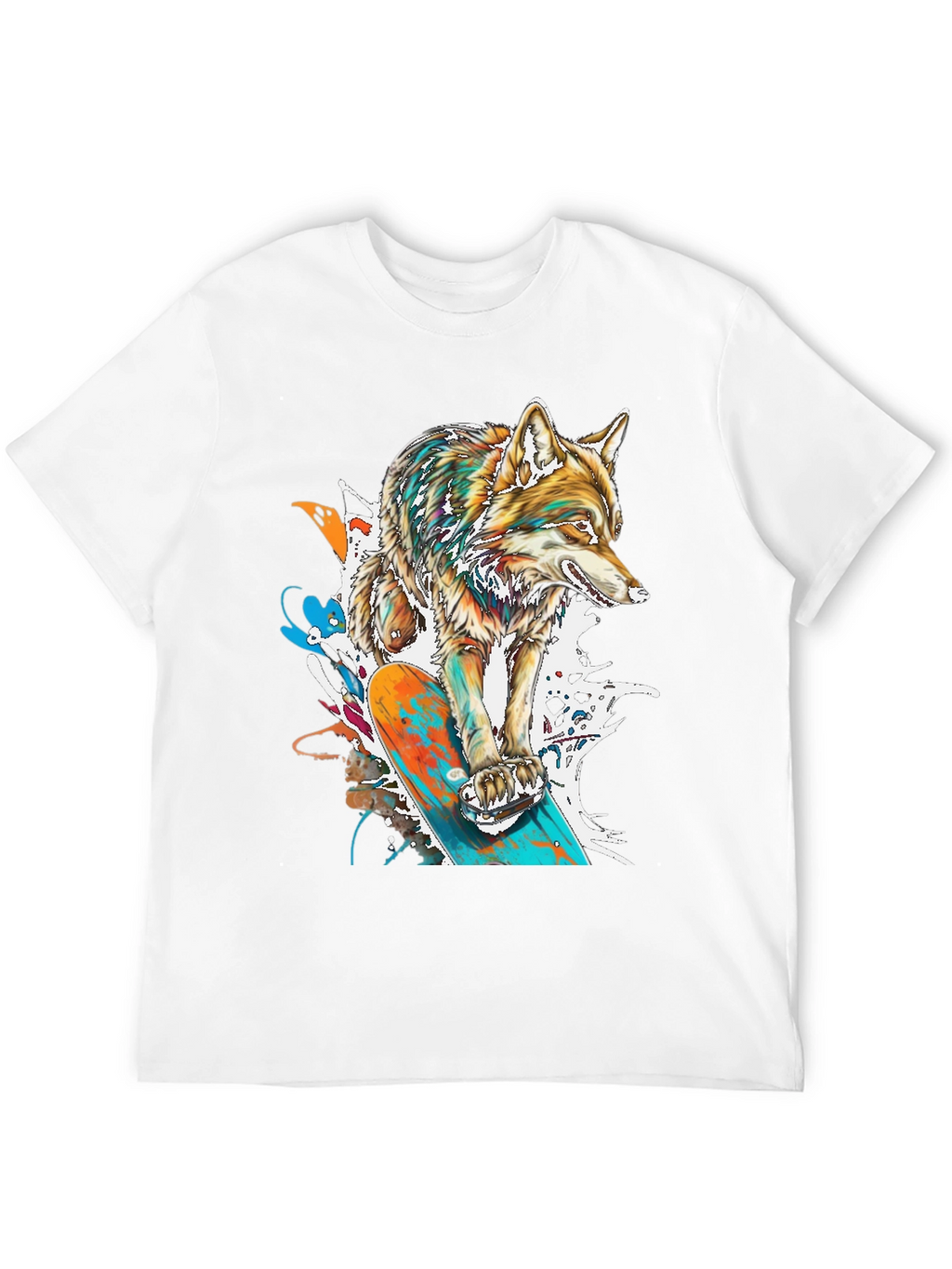 Wolf Skateboard Graphic Tee - Cool Animal Print Shirt