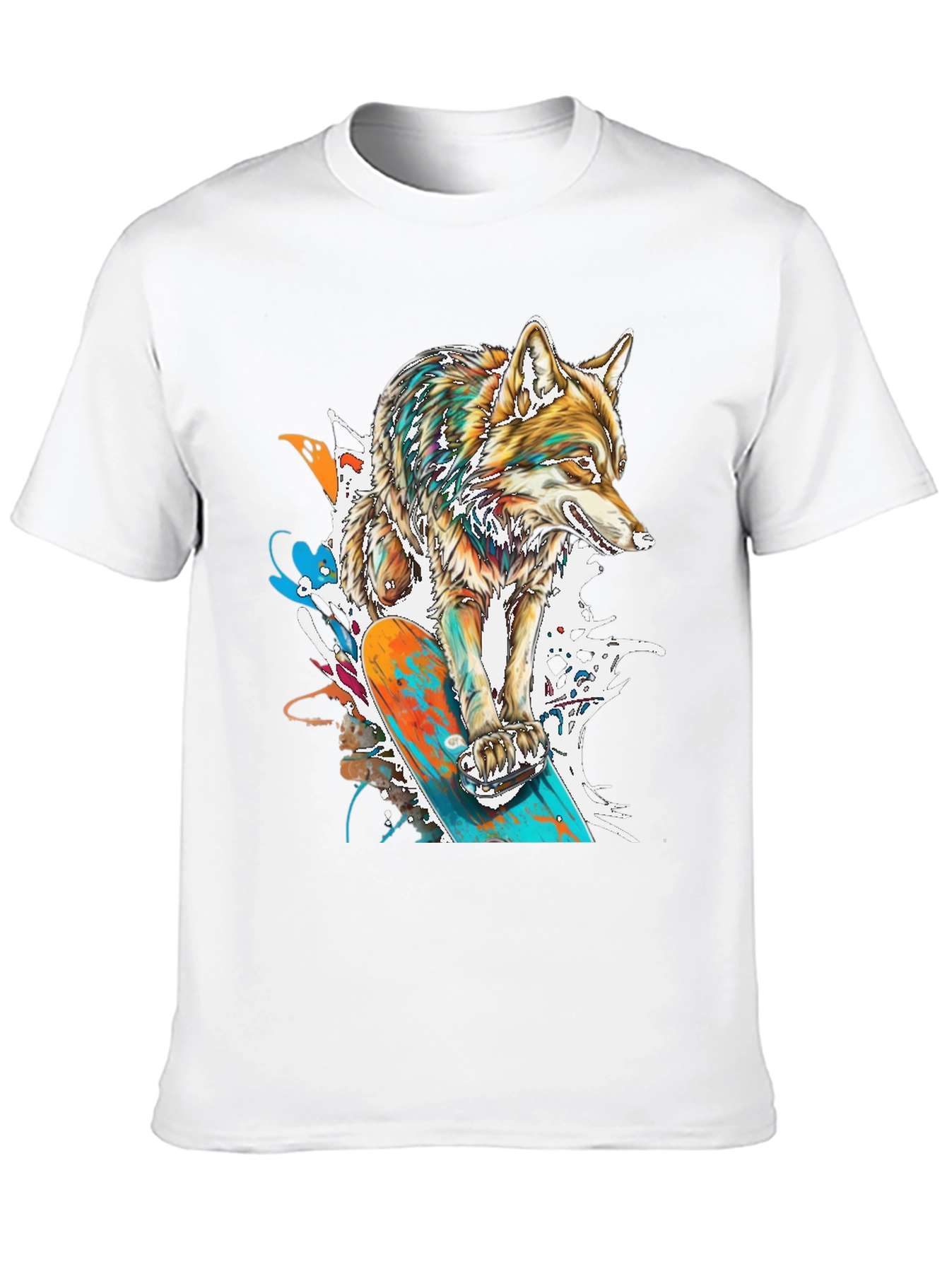 Wolf Skateboard Graphic Tee - Cool Animal Print Shirt