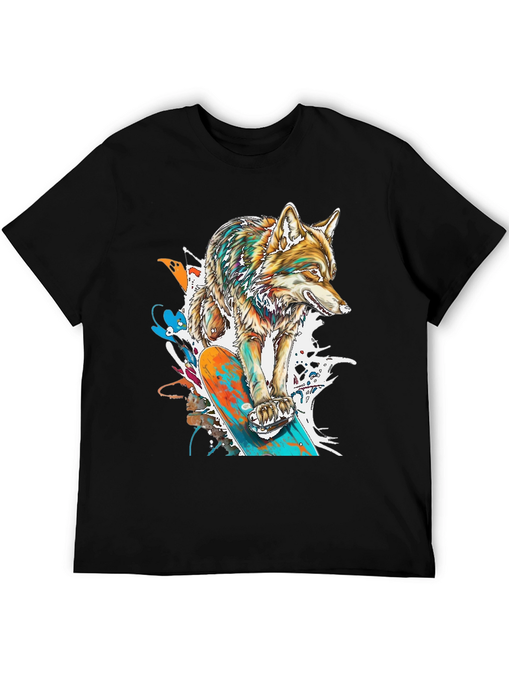 Wolf Skateboard Graphic Tee - Cool Animal Print Shirt