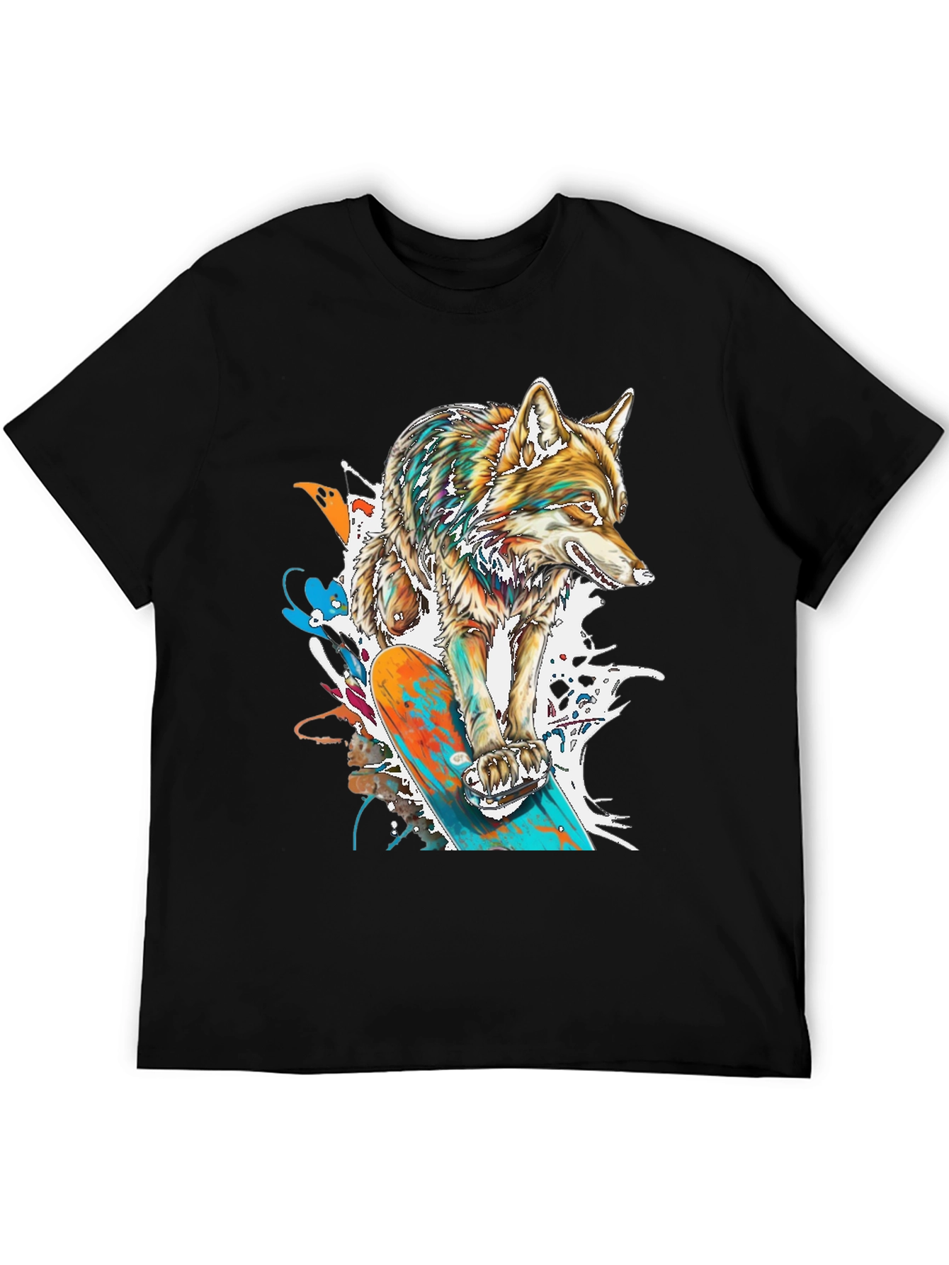 Wolf Skateboard Graphic Tee - Cool Animal Print Shirt