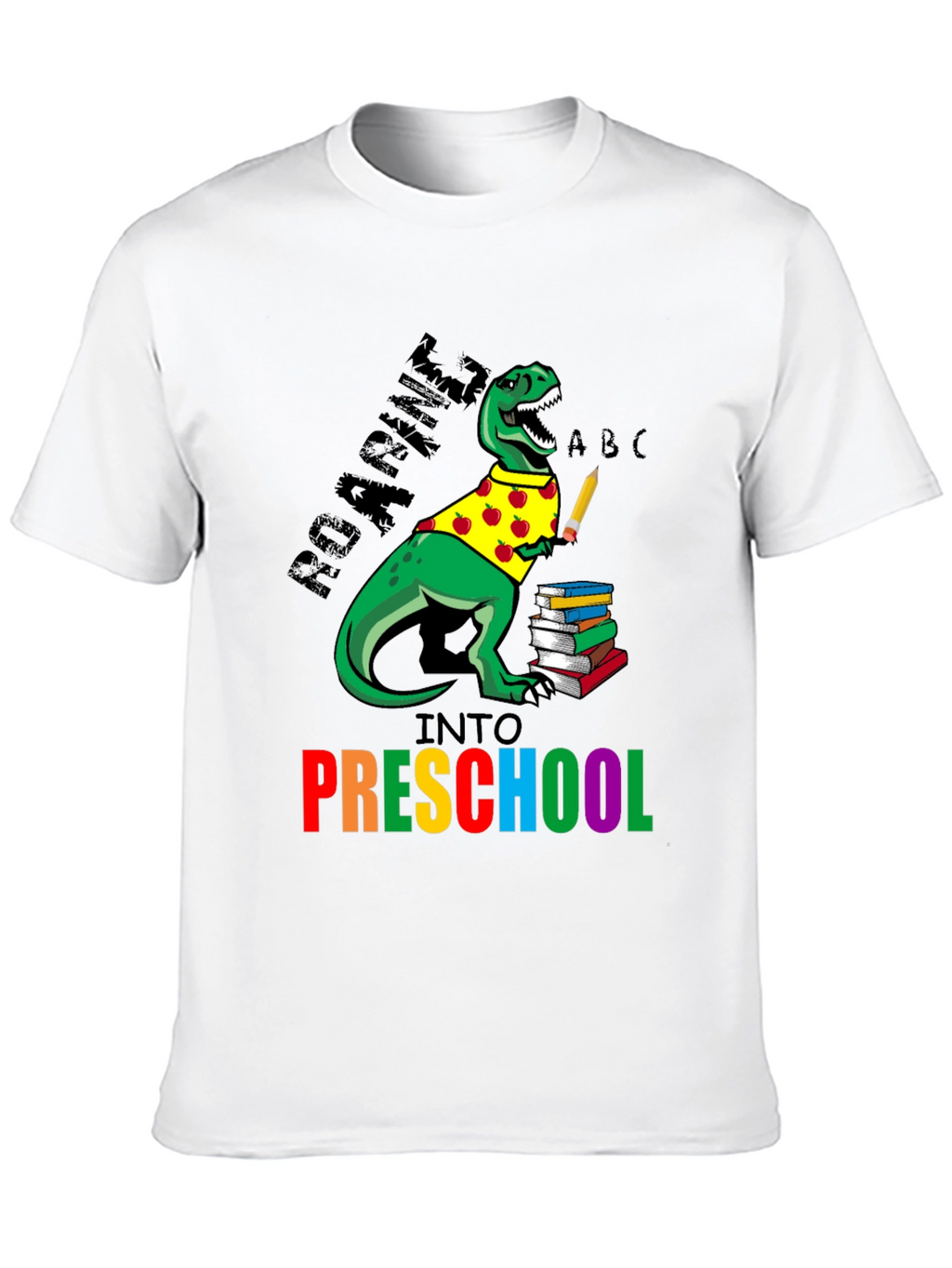 Roaring Into Preschool T-Shirt - Dinosaur Back to School