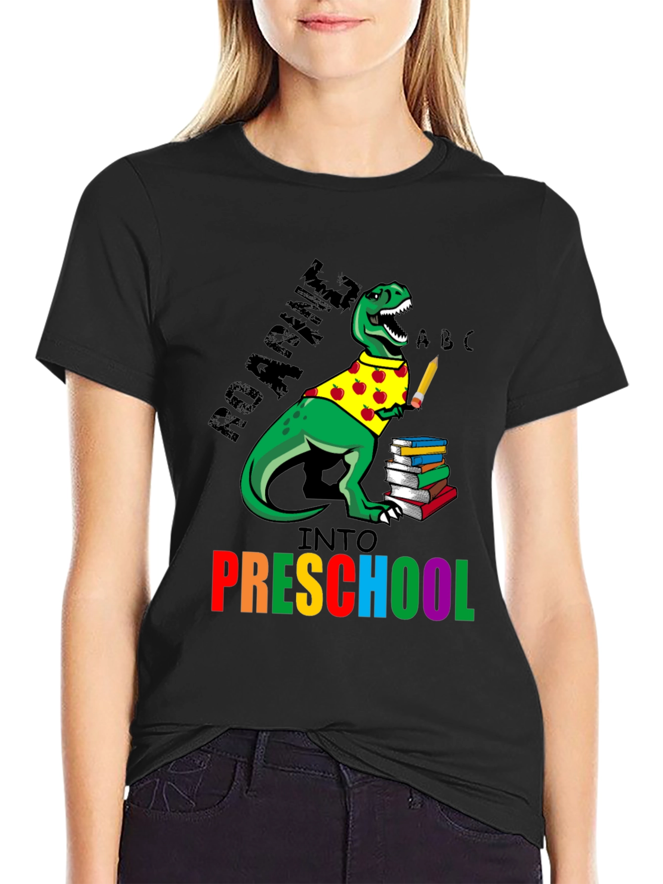 Roaring Into Preschool T-Shirt - Dinosaur Back to School