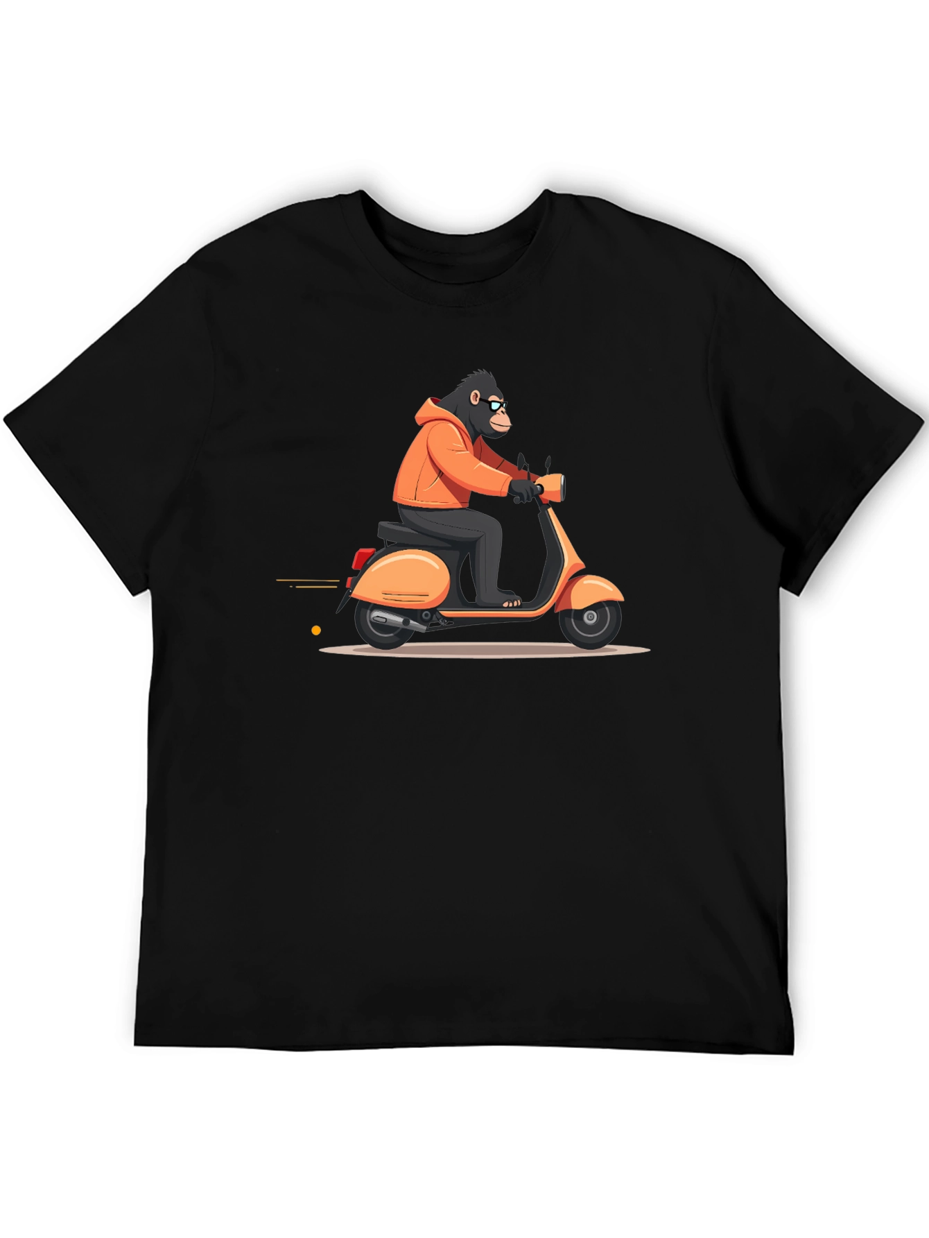 Cool Ape Riding Scooter Black T-Shirt