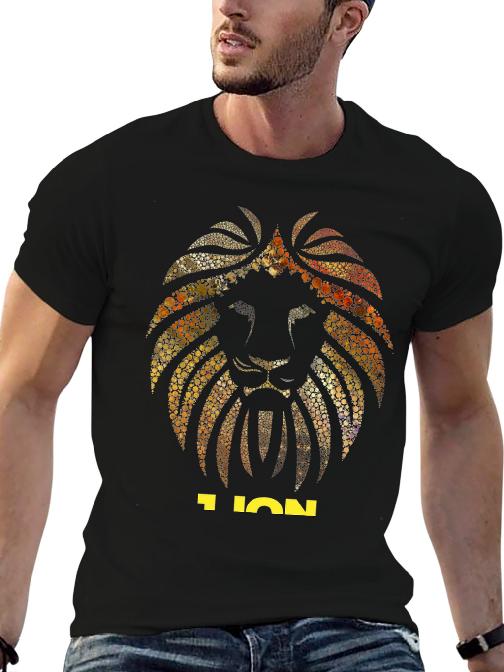 Lion Graphic Black T-Shirt - Stylish Animal Print Tee