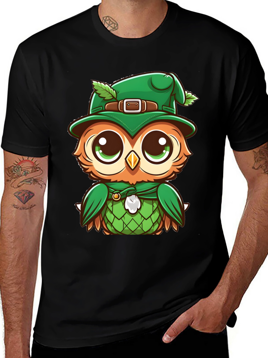 St. Patricks Day Owl T-Shirt - Lucky Cartoon Design