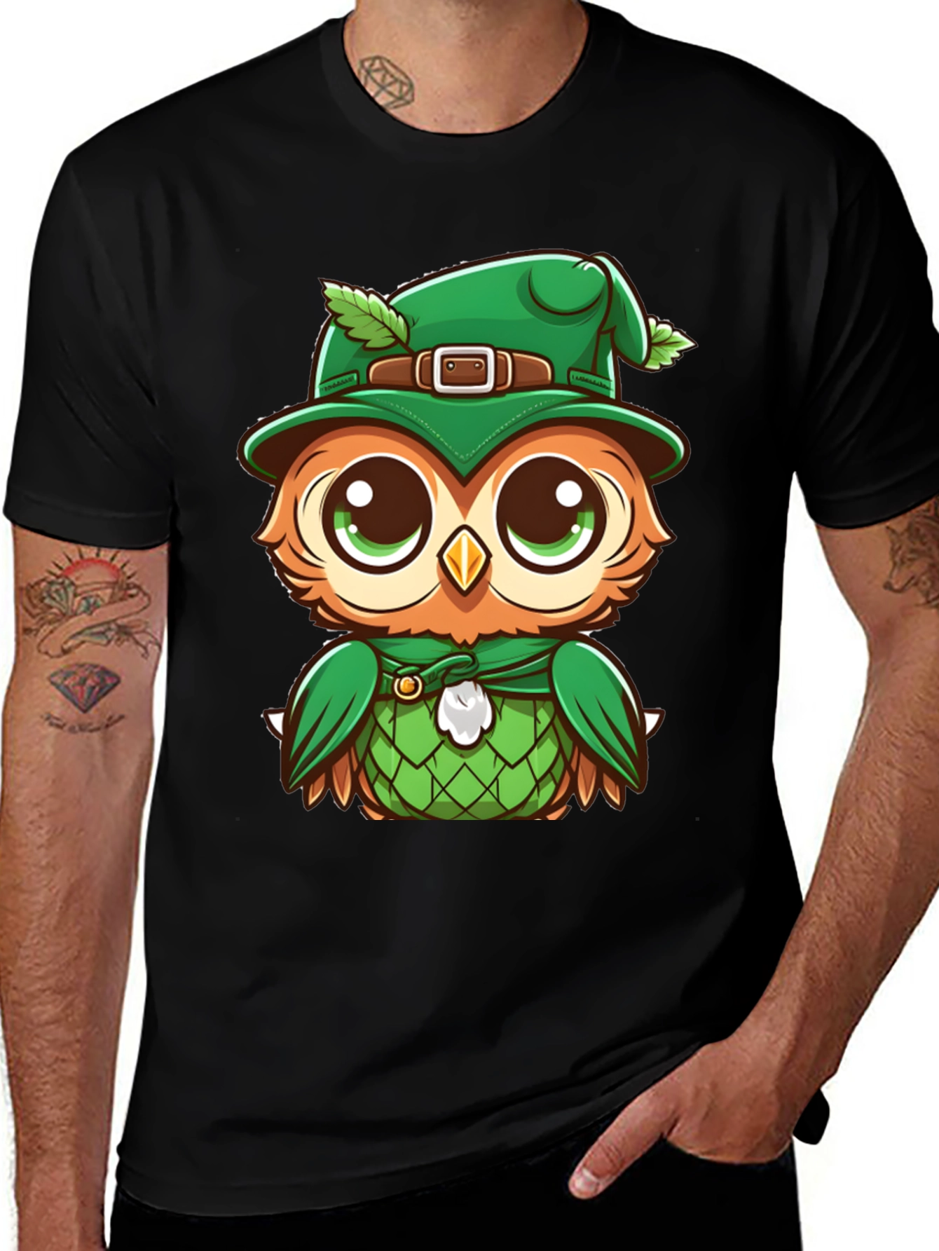 St. Patricks Day Owl T-Shirt - Lucky Cartoon Design