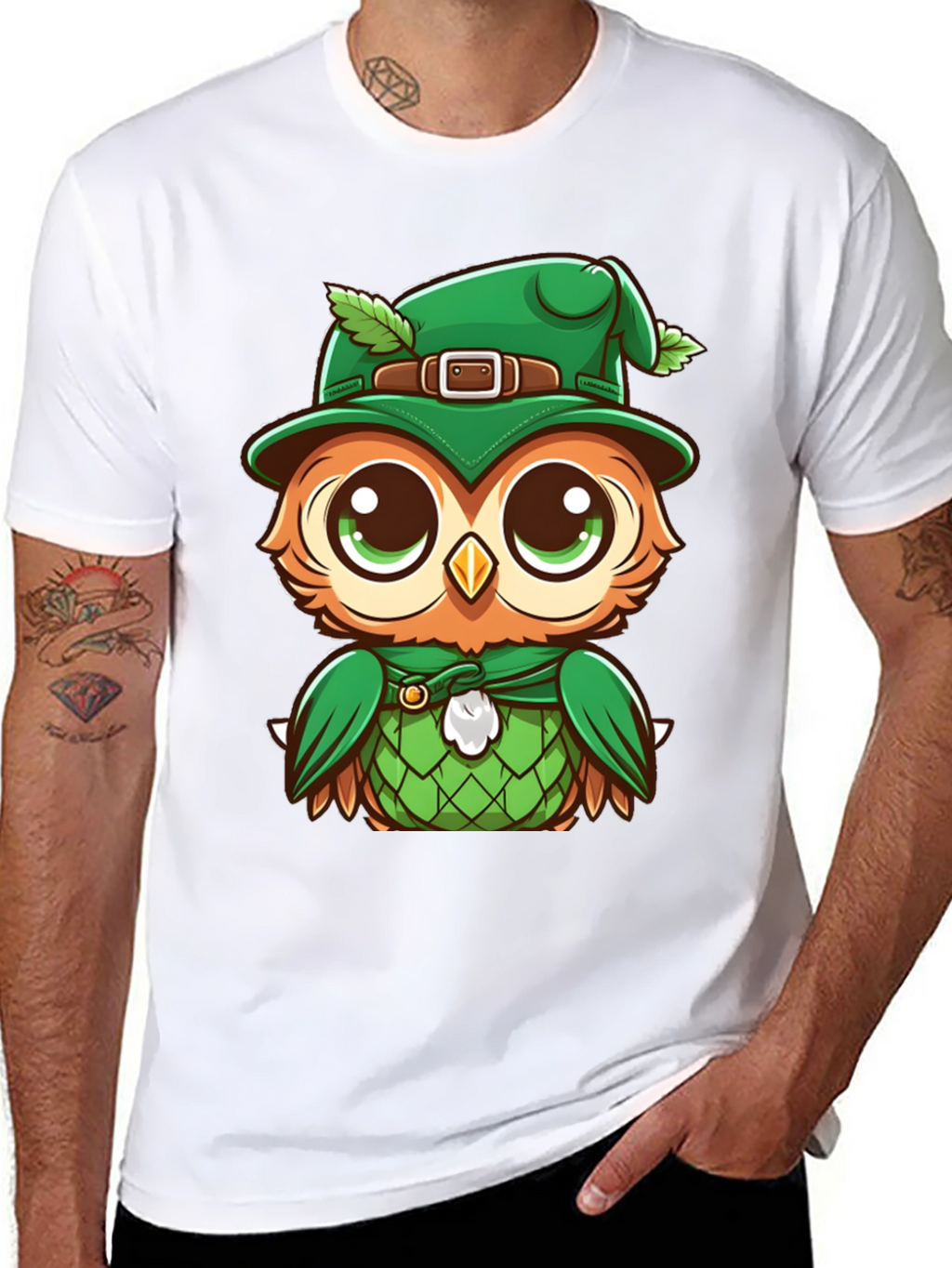 St. Patricks Day Owl T-Shirt - Lucky Cartoon Design