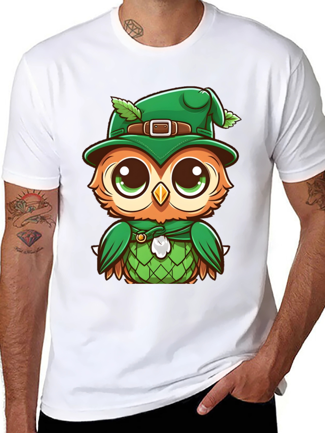 St. Patricks Day Owl T-Shirt - Lucky Cartoon Design