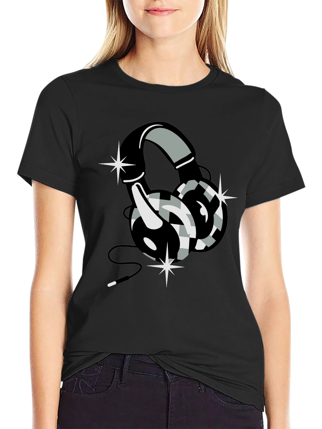 Headphone Graphic Tee - Black