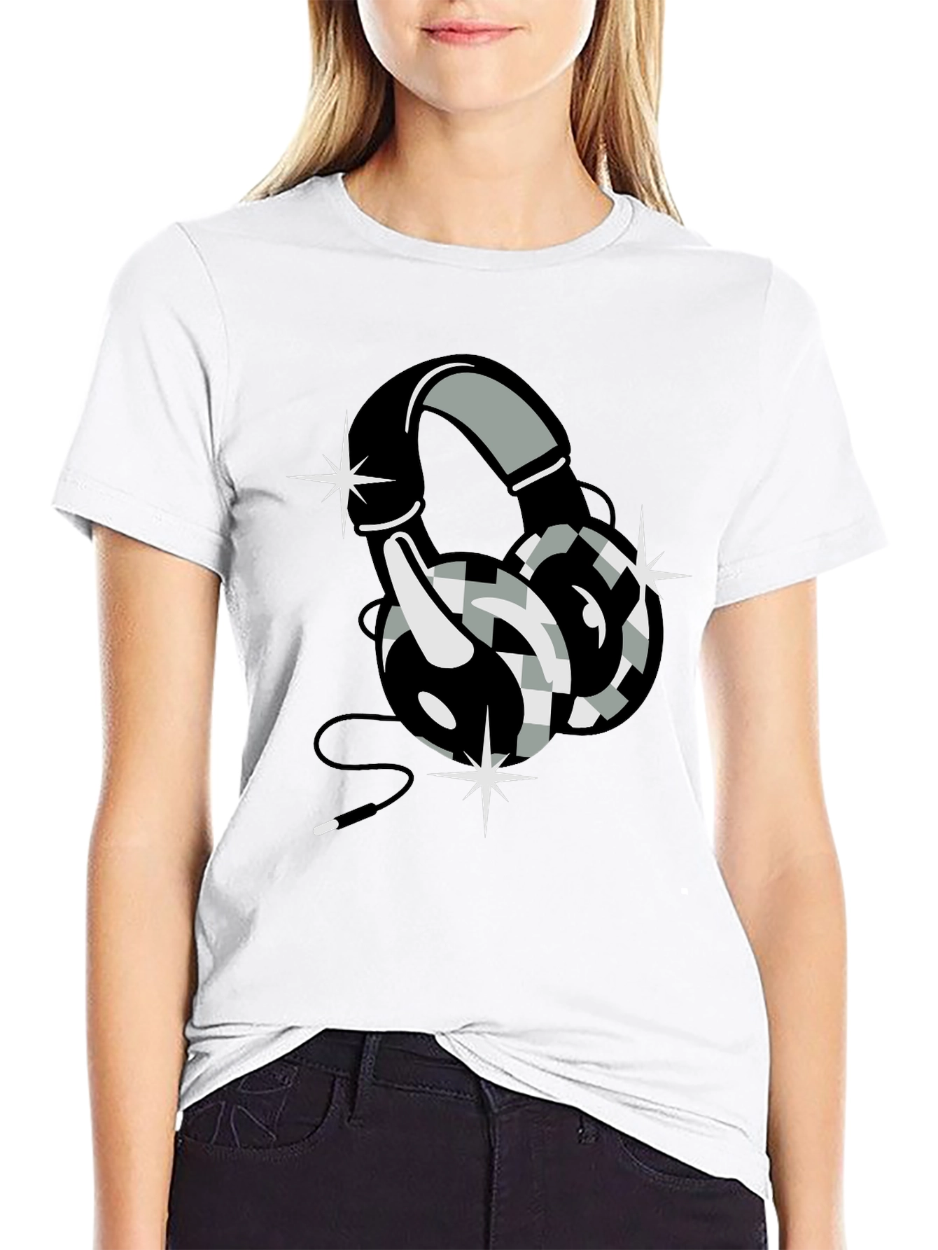 Headphone Graphic Tee - Black