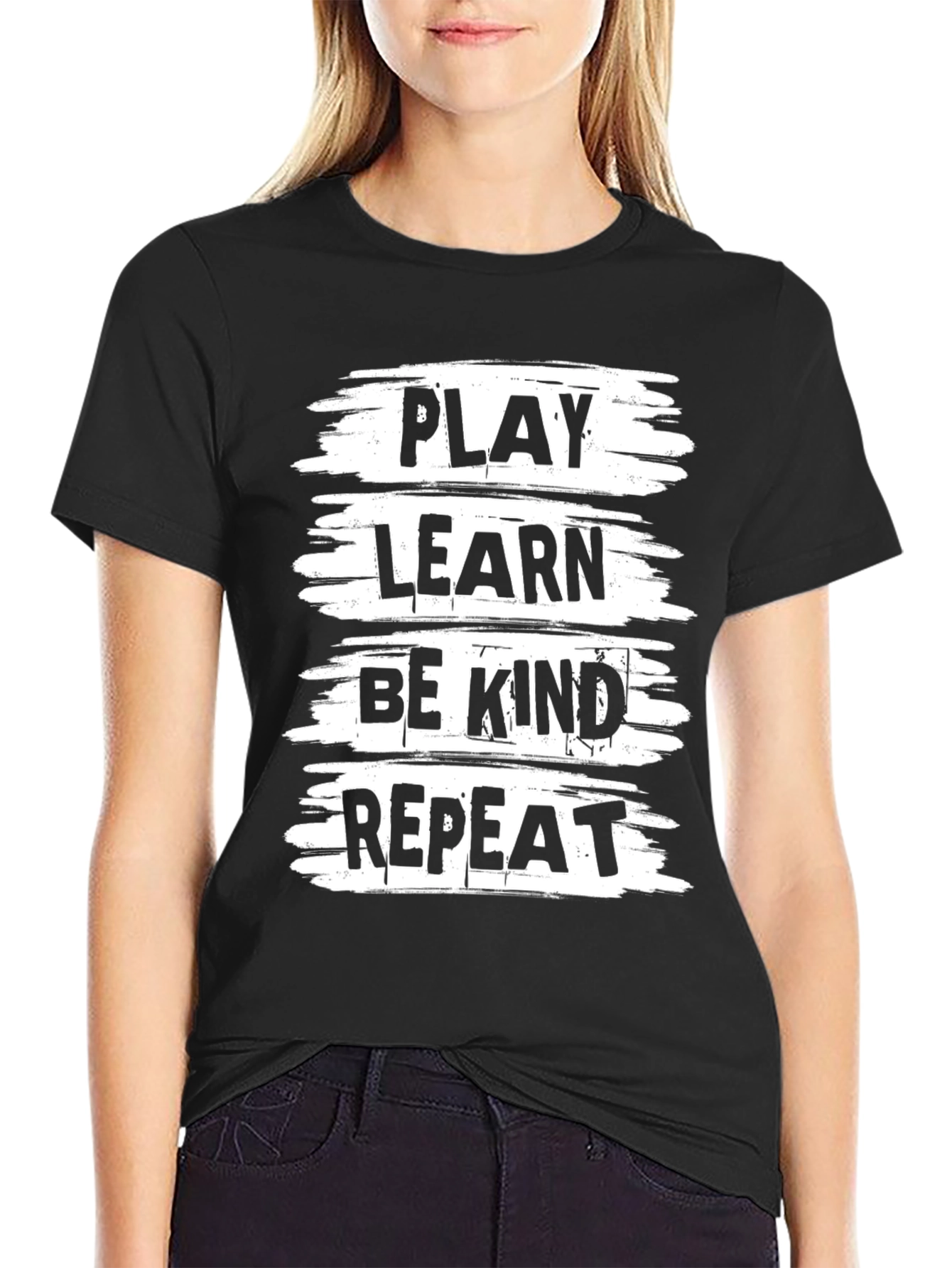 Play Learn Be Kind Repeat Black T-Shirt