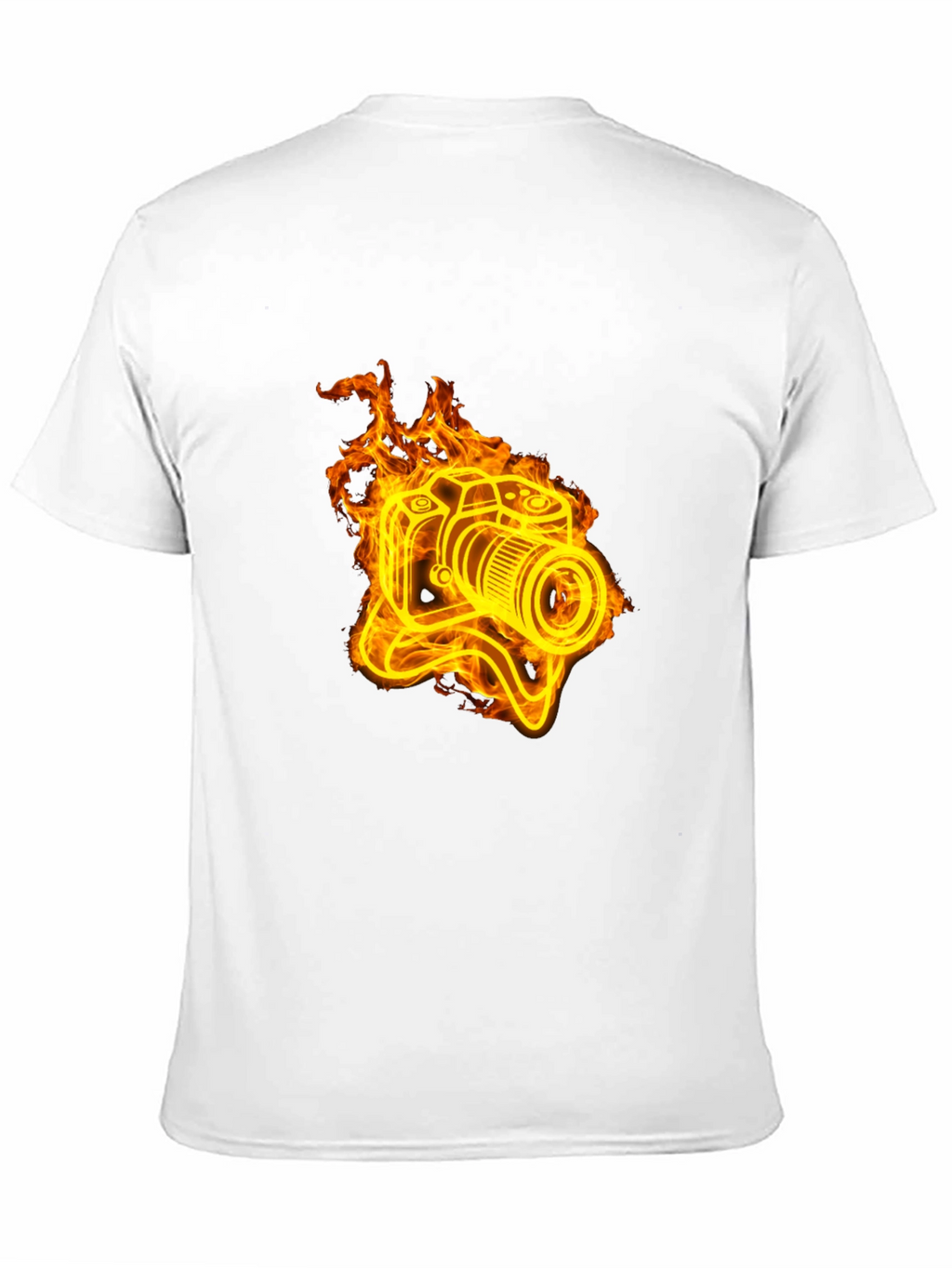 Fiery Camera Graphic Tee - Black Cotton T-Shirt