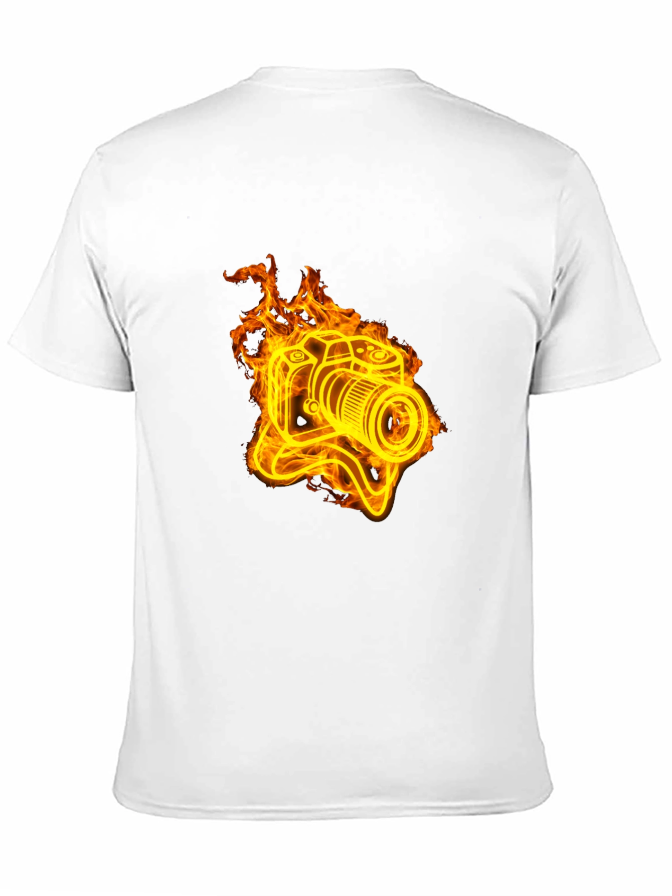 Fiery Camera Graphic Tee - Black Cotton T-Shirt