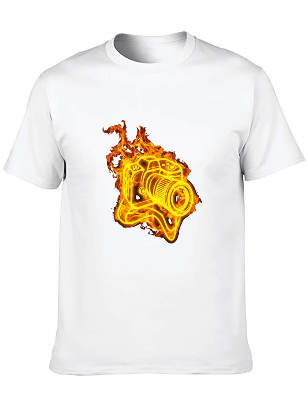 Fiery Camera Graphic Tee - Black Cotton T-Shirt