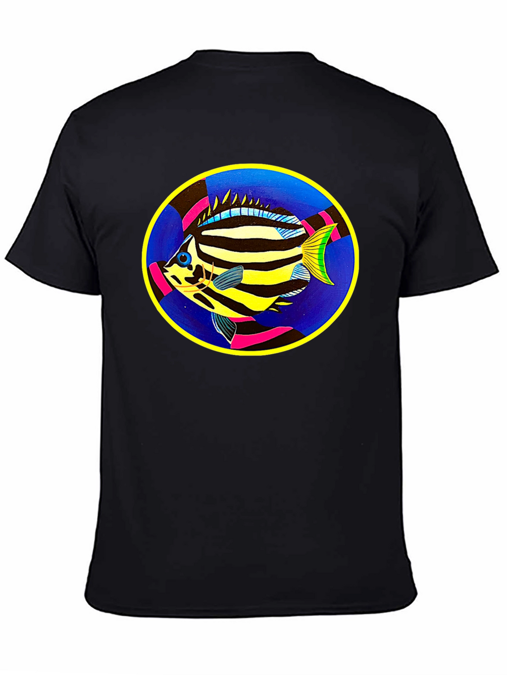 Tropical Fish Graphic Tee - Black Cotton Comfort