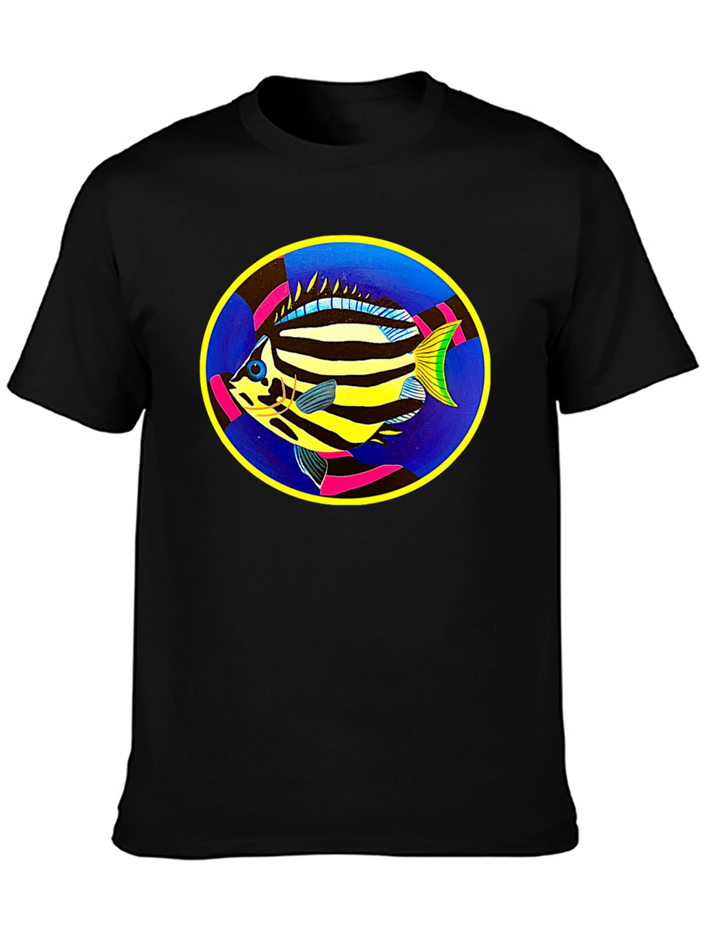 Tropical Fish Graphic Tee - Black Cotton Comfort