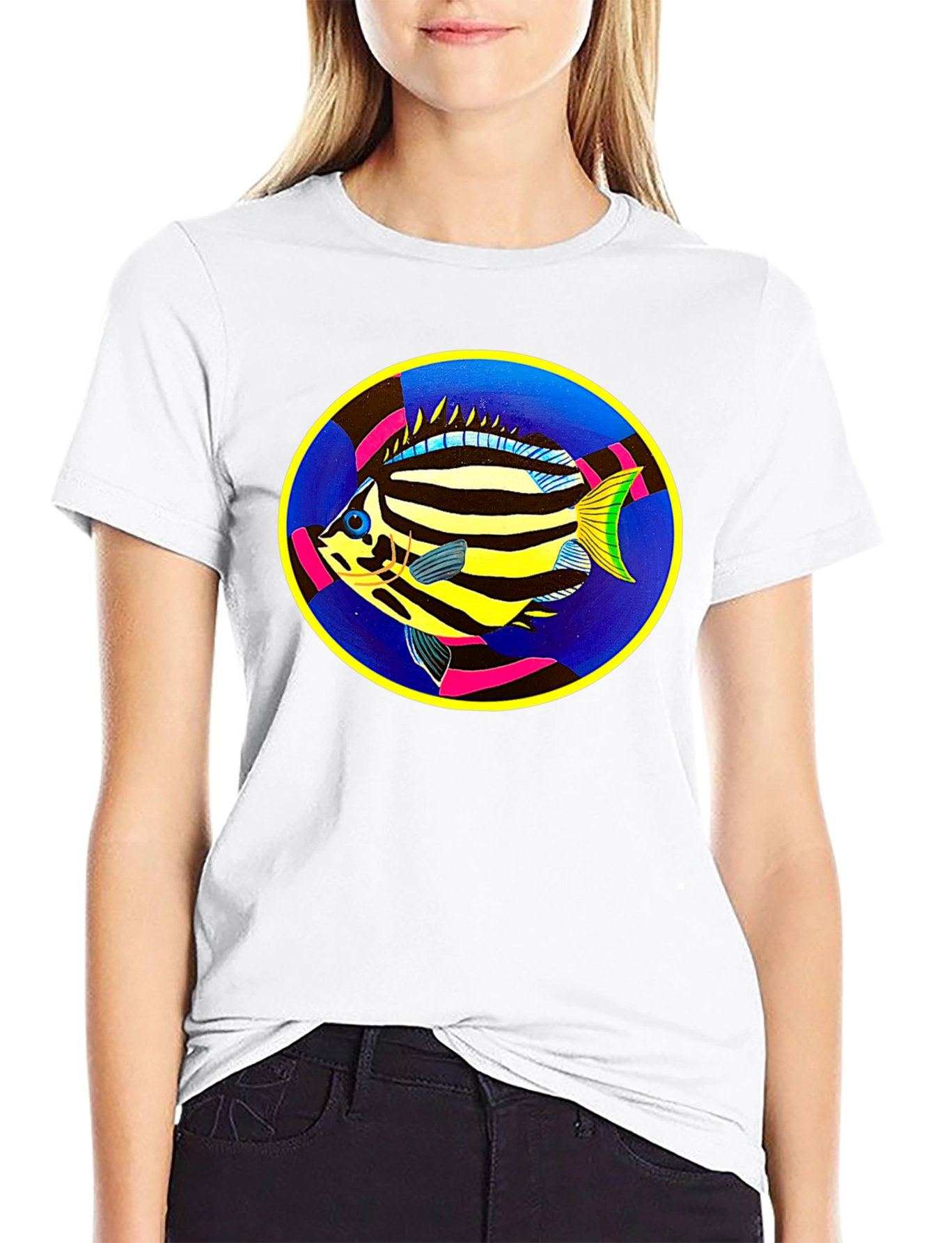 Tropical Fish Graphic Tee - Black Cotton Comfort