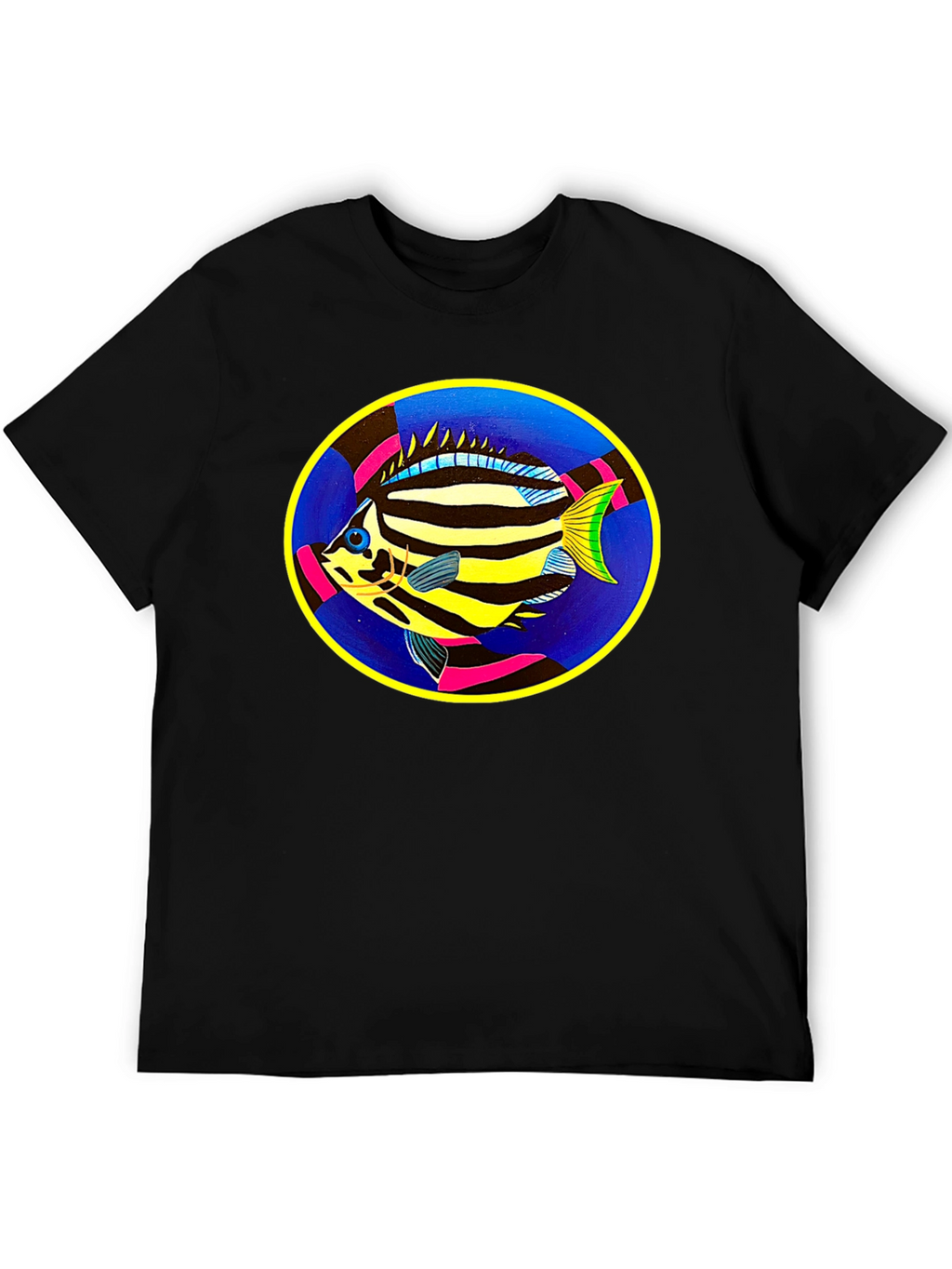 Tropical Fish Graphic Tee - Black Cotton Comfort