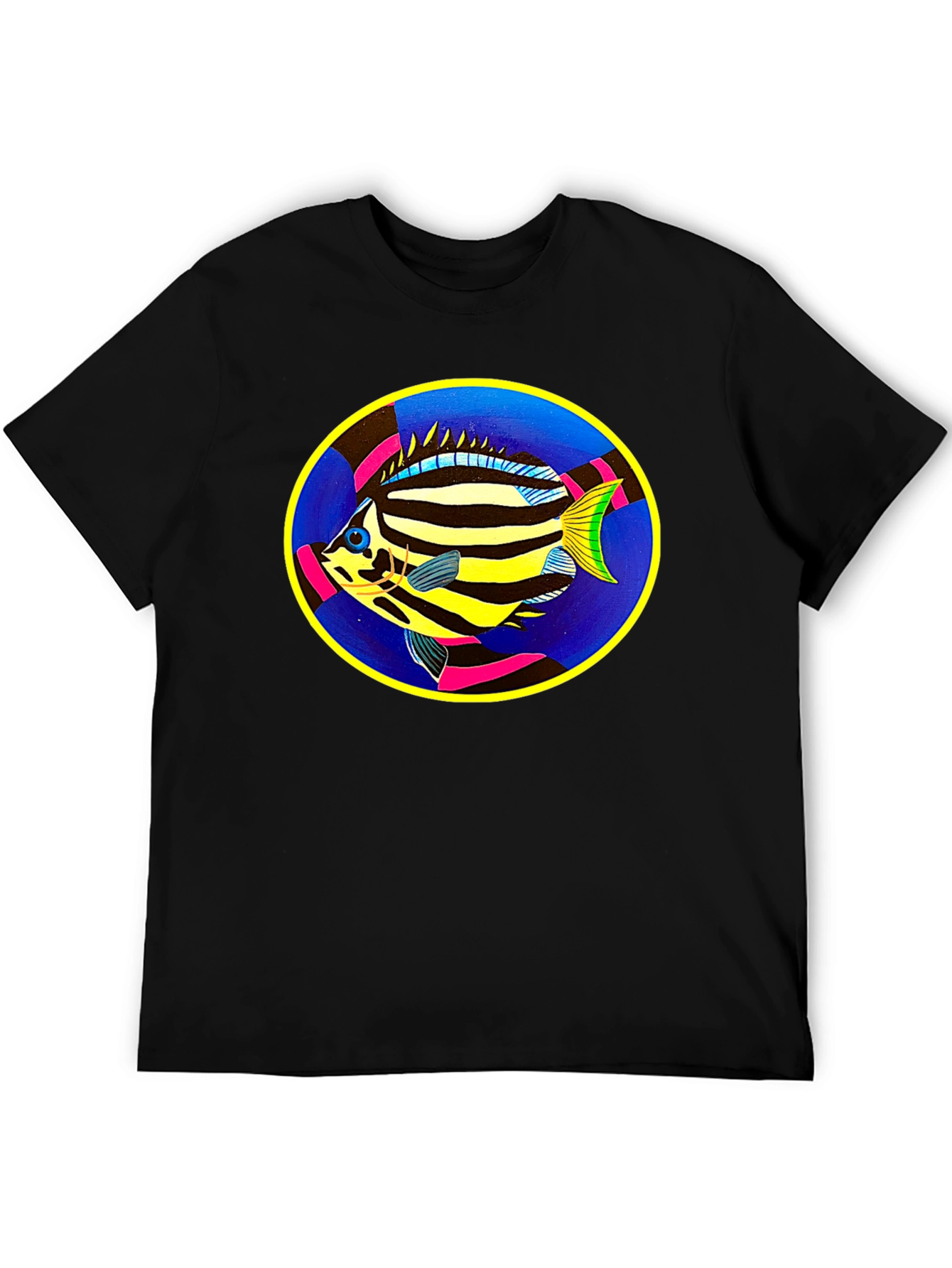 Tropical Fish Graphic Tee - Black Cotton Comfort