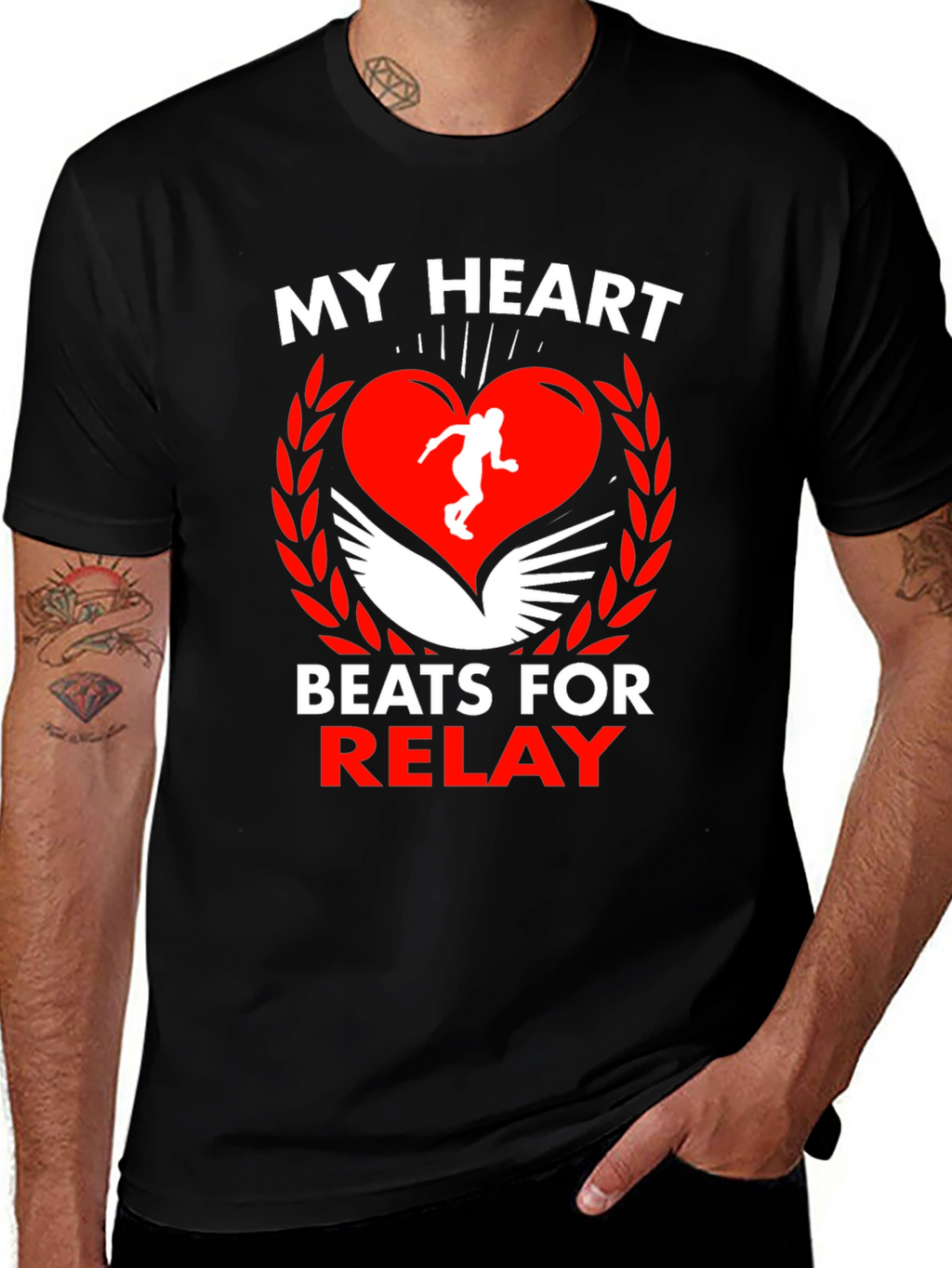 My Heart Beats for Relay Black T-Shirt