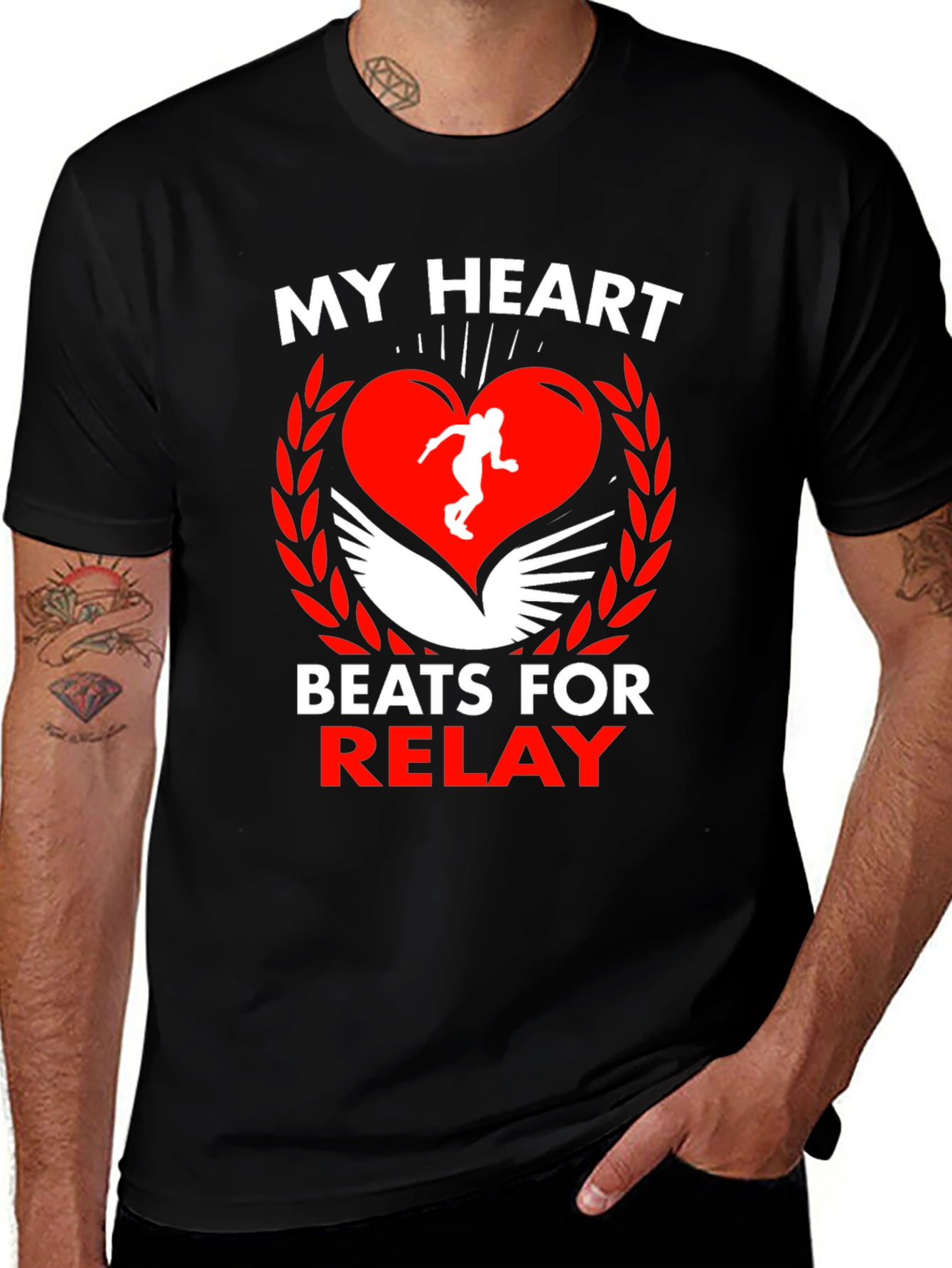 My Heart Beats for Relay Black T-Shirt