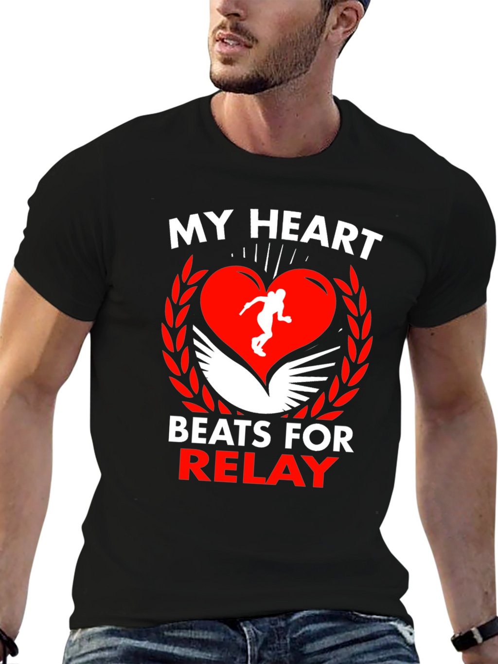 My Heart Beats for Relay Black T-Shirt