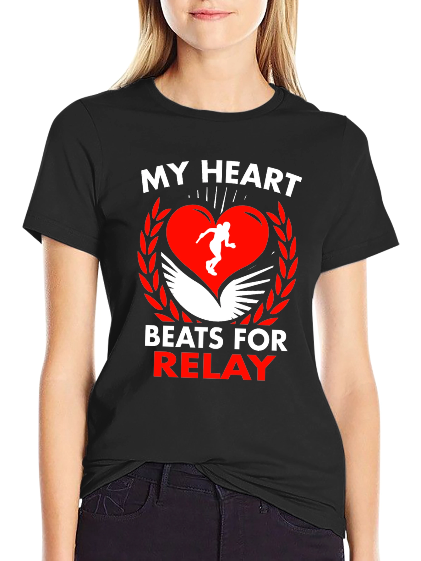 My Heart Beats for Relay Black T-Shirt