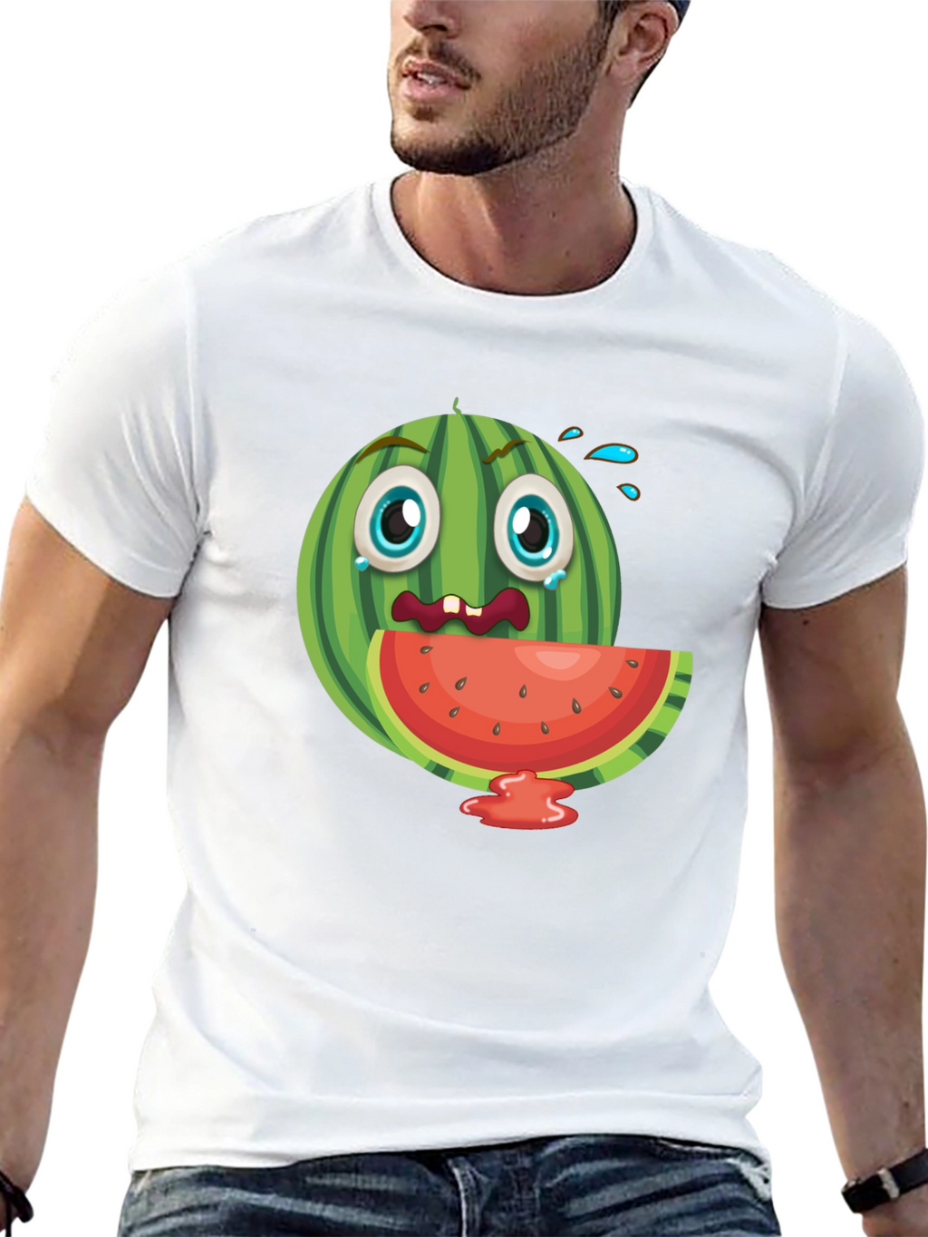Funny Watermelon Graphic Black T-Shirt