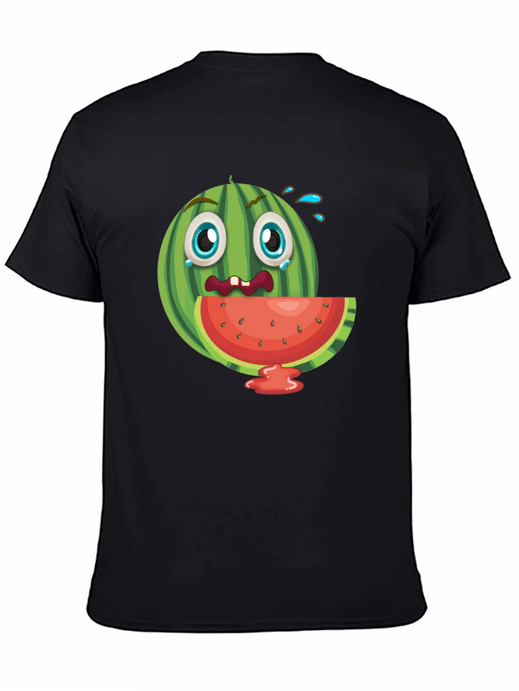 Funny Watermelon Graphic Black T-Shirt