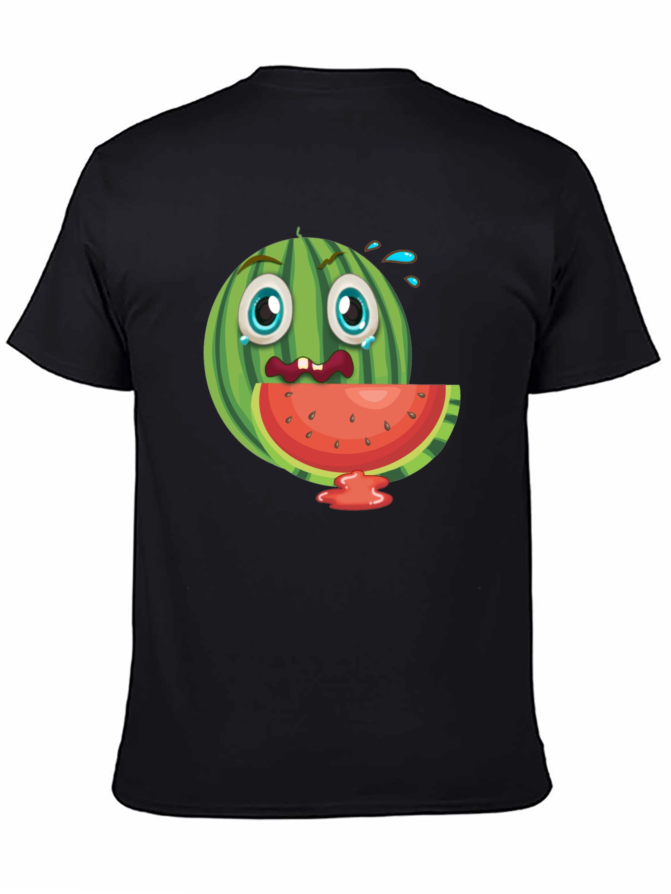 Funny Watermelon Graphic Black T-Shirt
