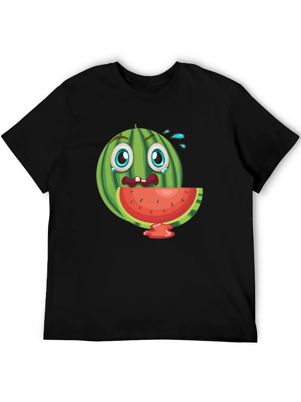 Funny Watermelon Graphic Black T-Shirt