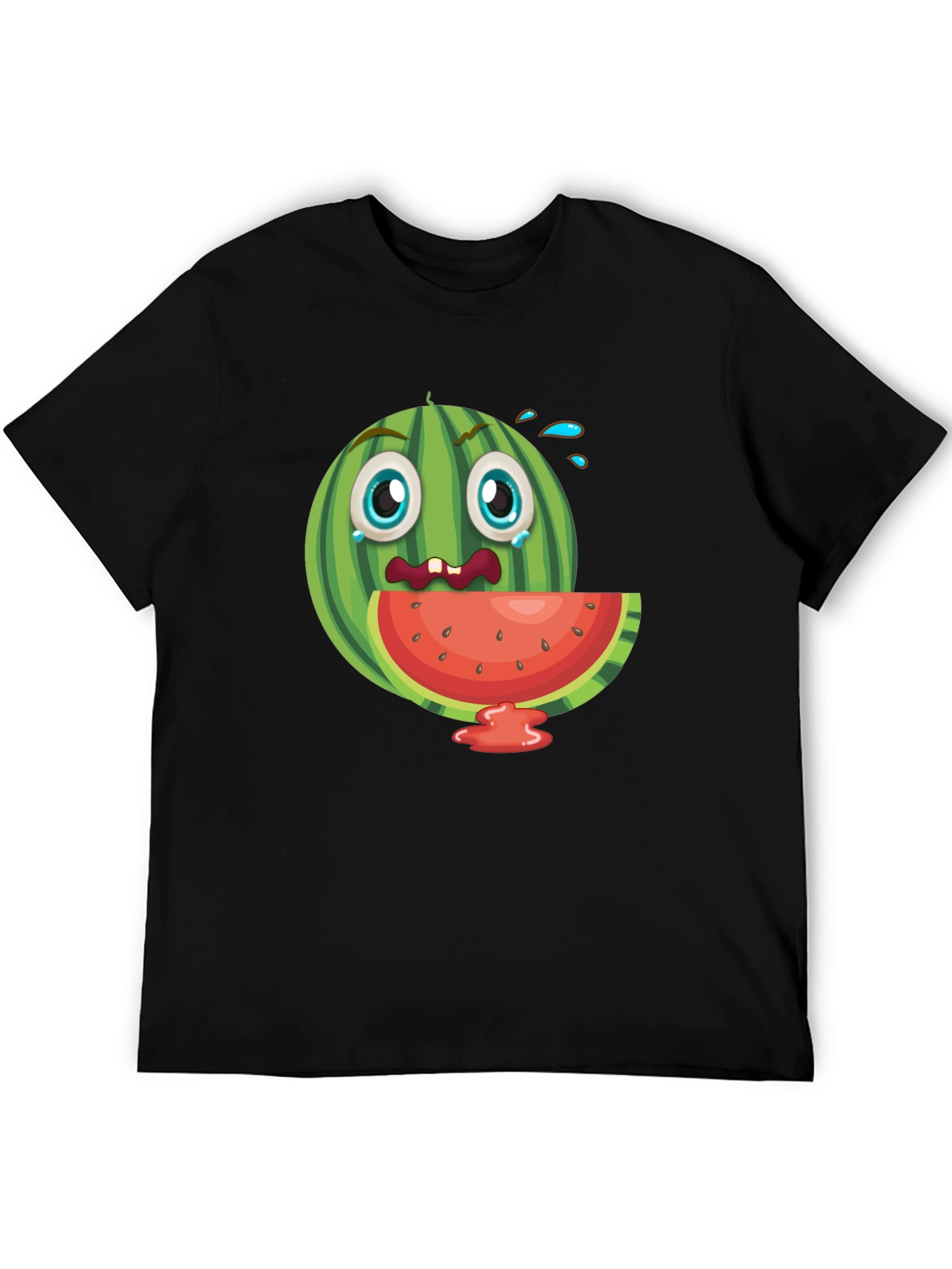 Funny Watermelon Graphic Black T-Shirt