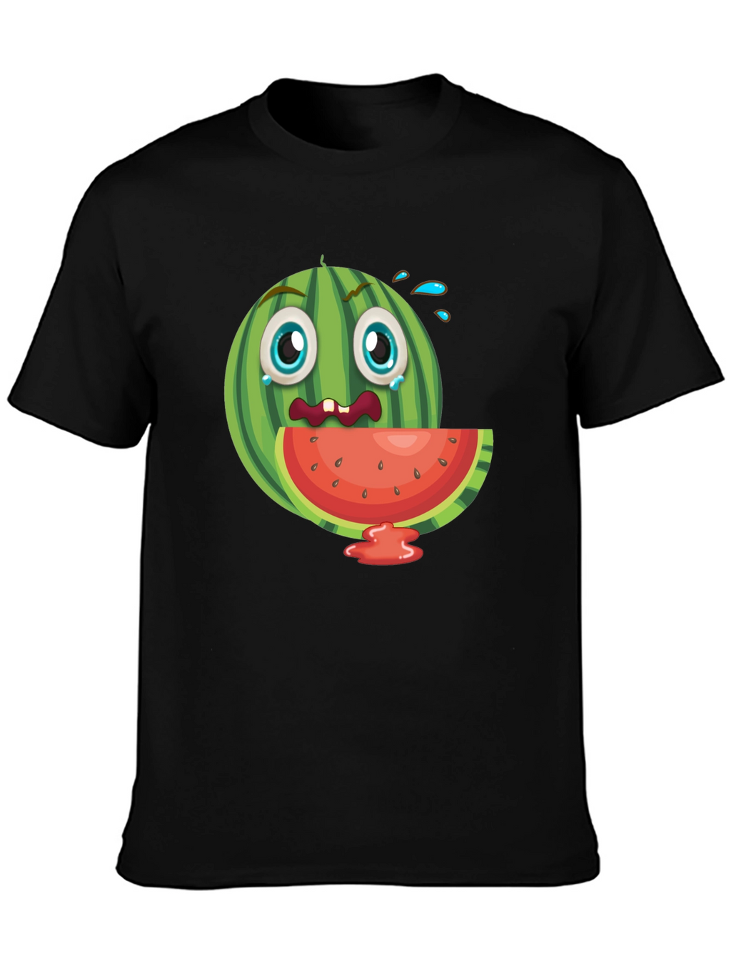 Funny Watermelon Graphic Black T-Shirt