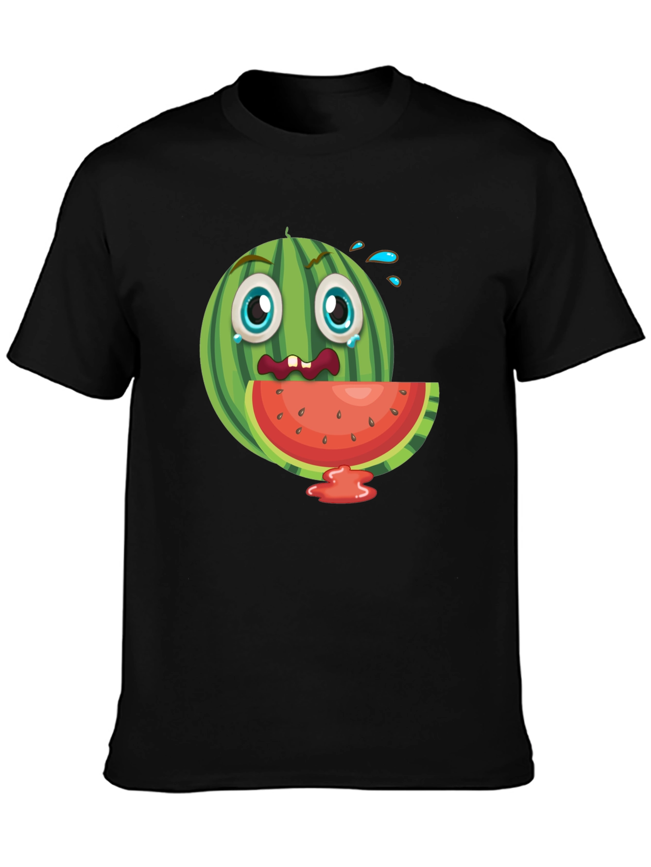 Funny Watermelon Graphic Black T-Shirt