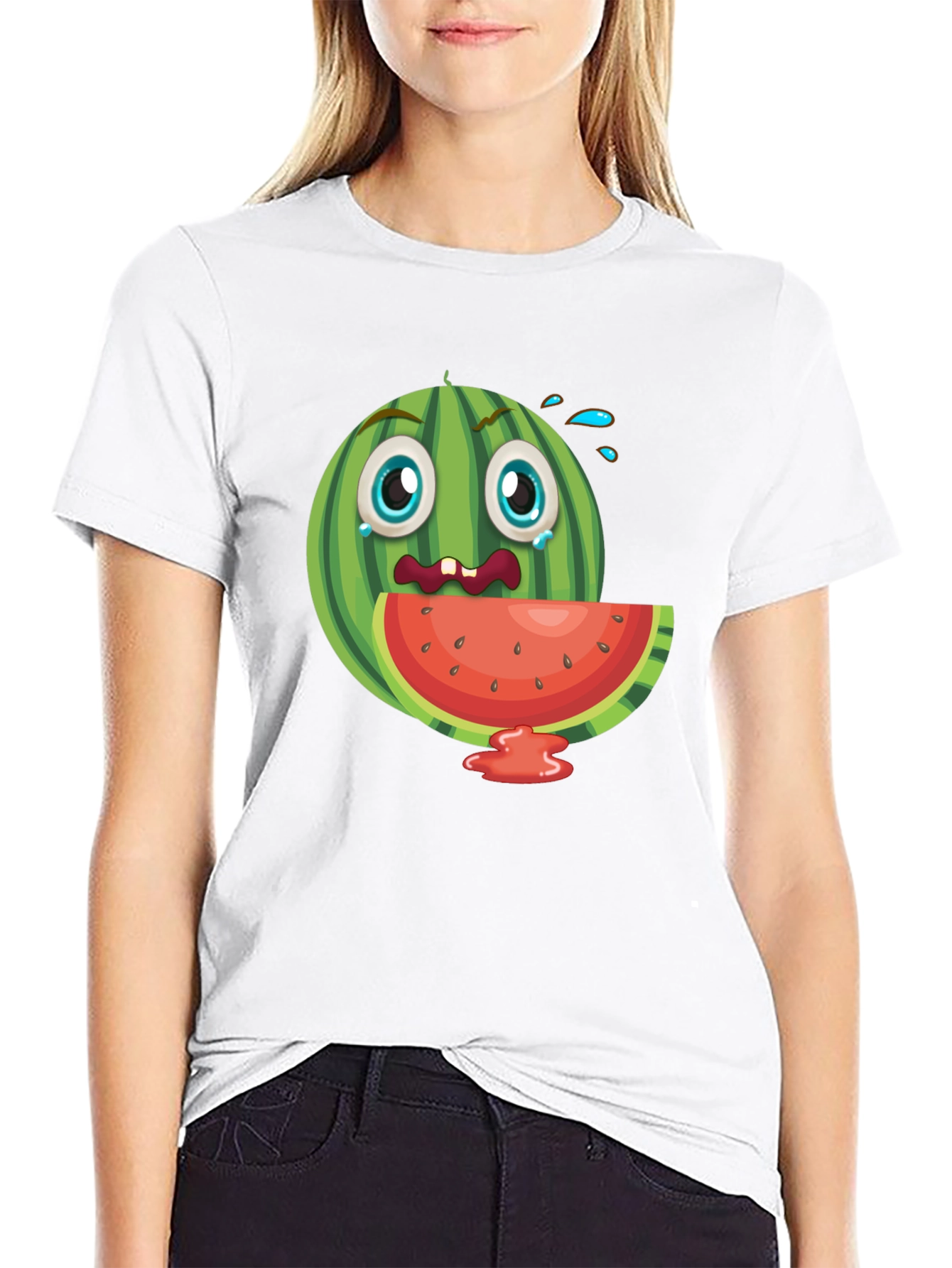 Funny Watermelon Graphic Black T-Shirt