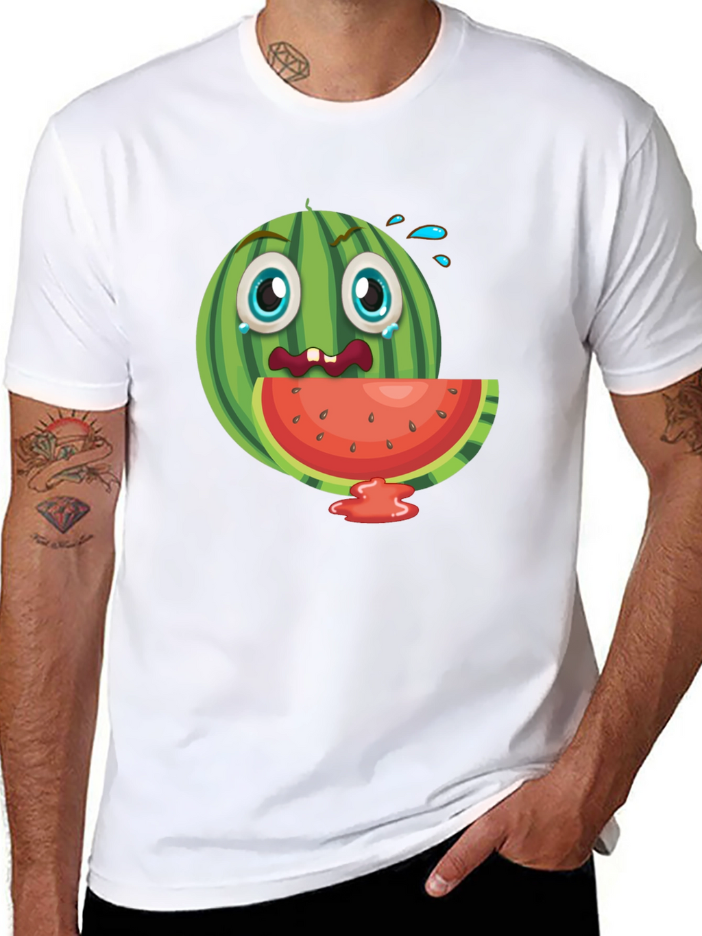 Funny Watermelon Graphic Black T-Shirt