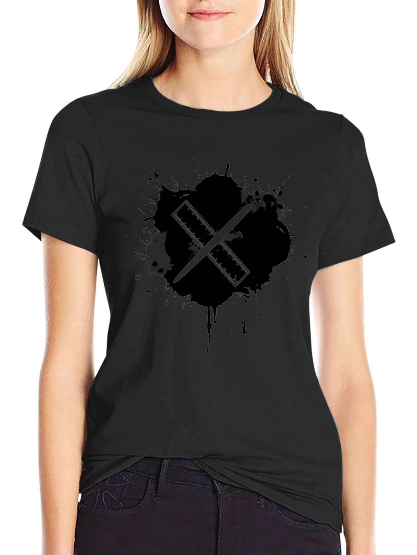 Black Ink Drum Sticks Graphic Tee