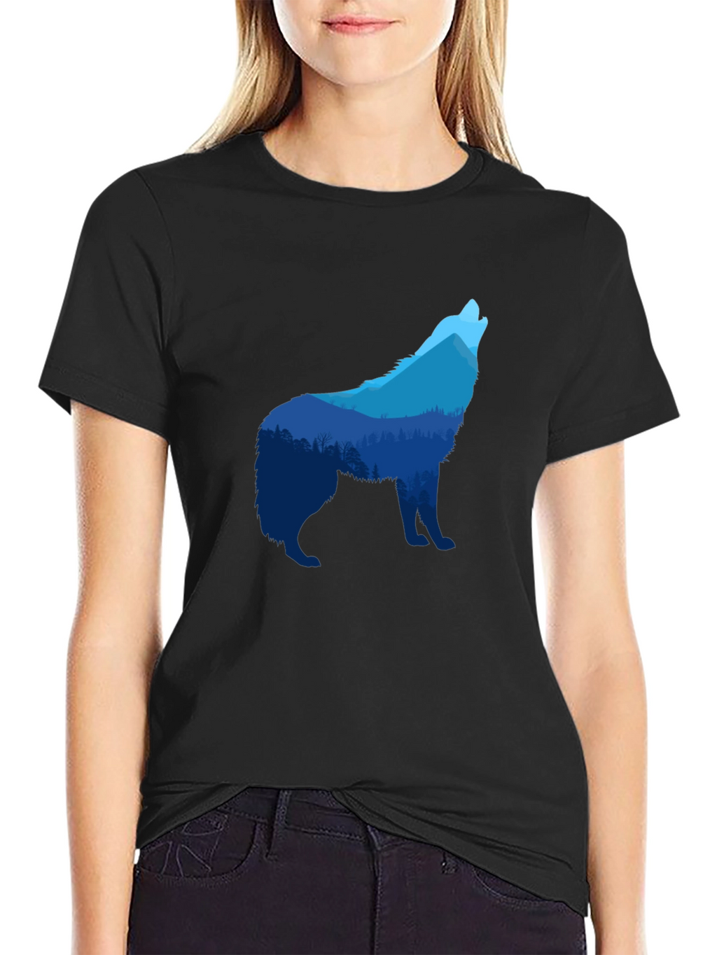 Wolf Nature Scene Graphic T-Shirt