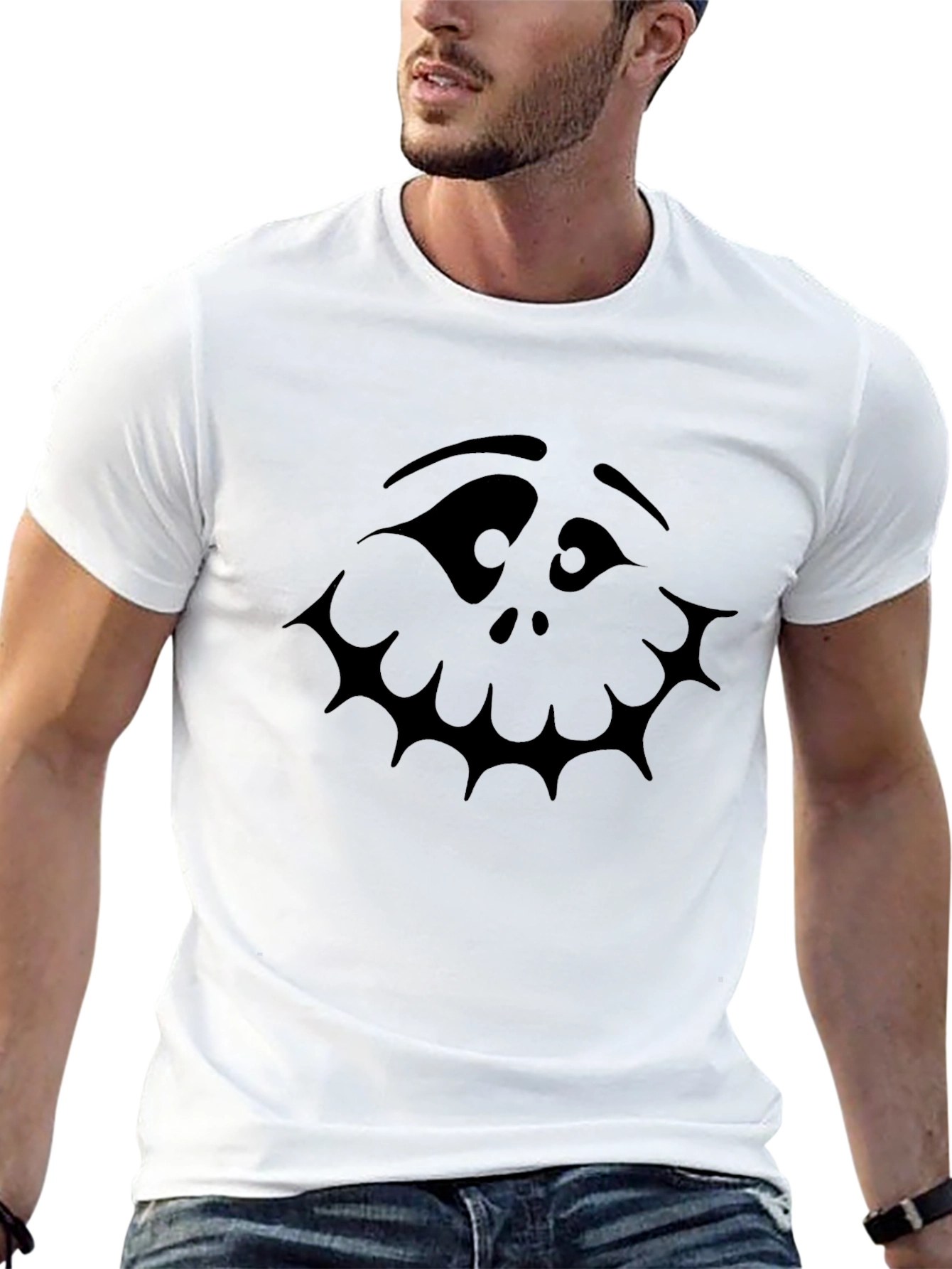 Spooky Face Graphic Black T-Shirt
