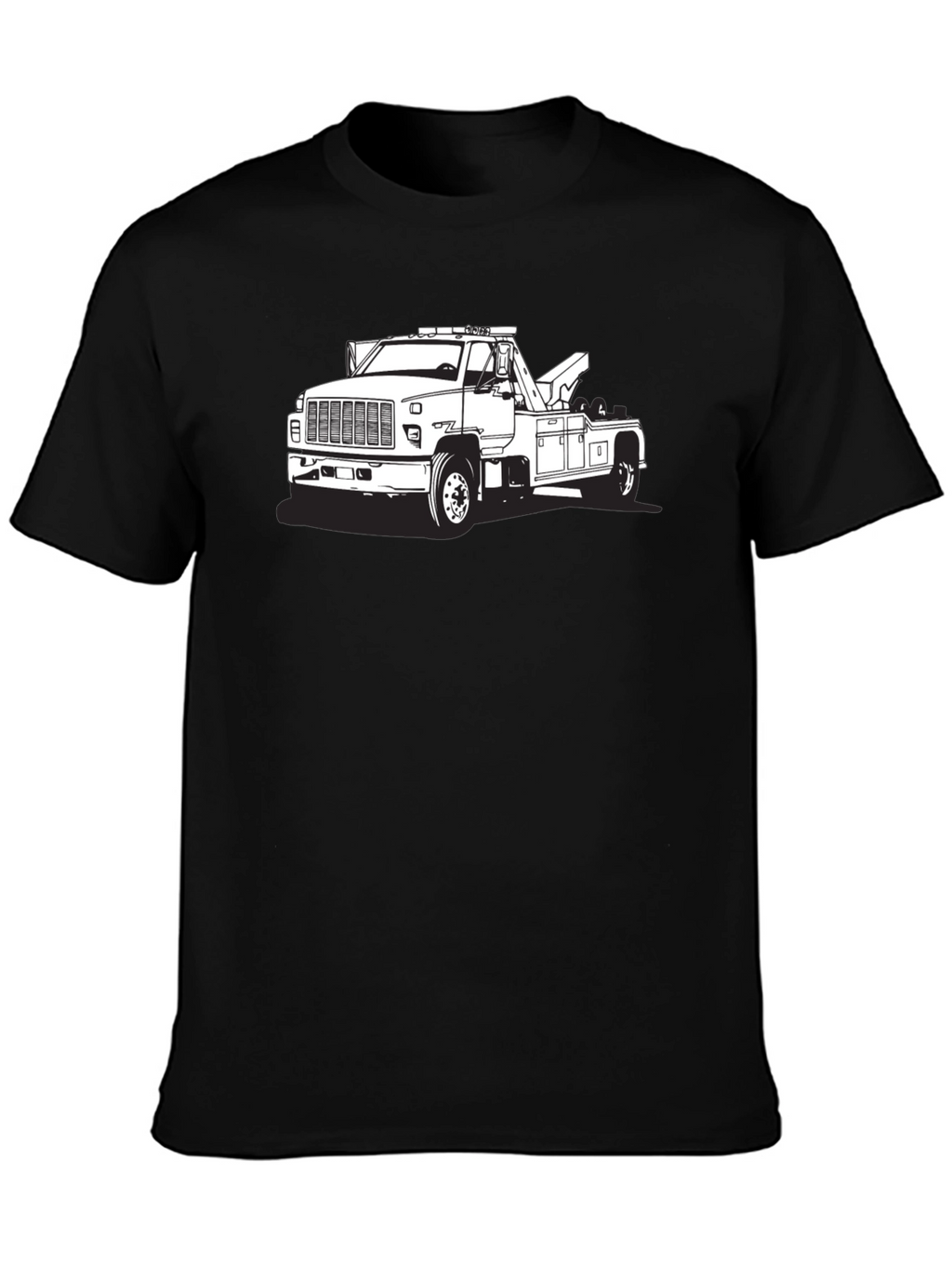 Tow Truck Graphic Tee - Black Cotton Blend