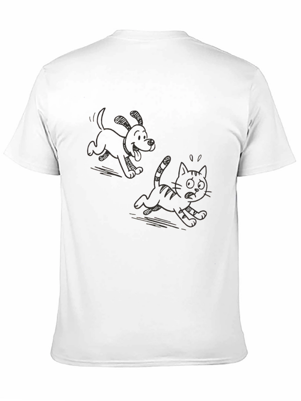 Cartoon Dog Chasing Cat Graphic T-Shirt