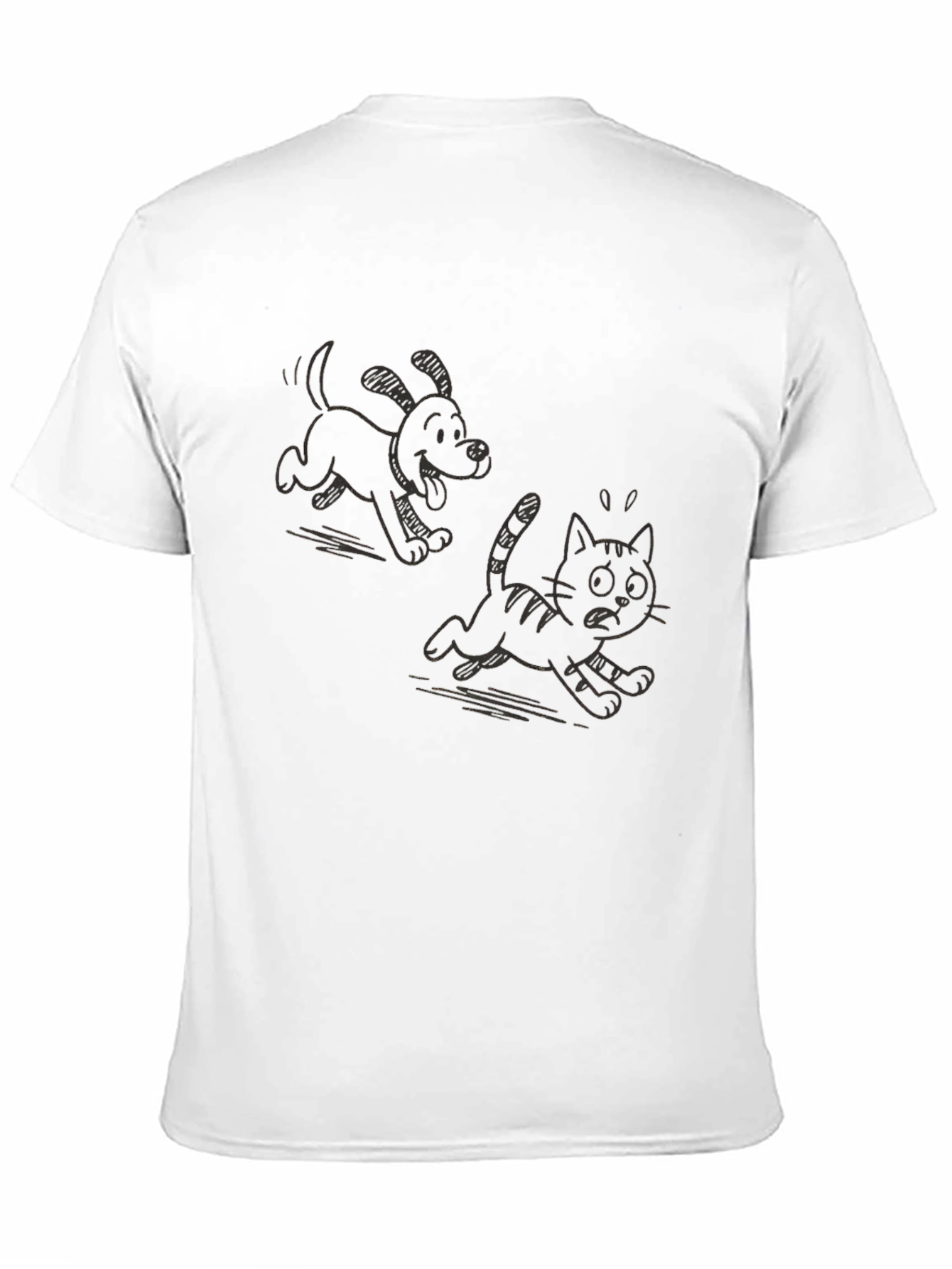 Cartoon Dog Chasing Cat Graphic T-Shirt