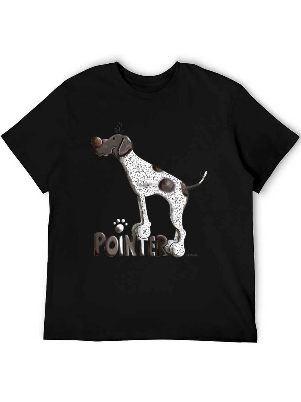 Pointer Dog Graphic T-Shirt - Black Cotton Tee