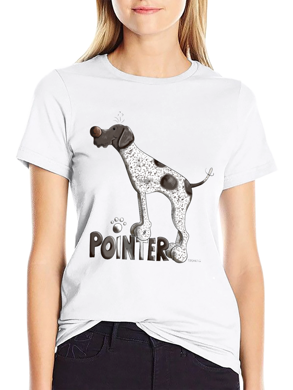 Pointer Dog Graphic T-Shirt - Black Cotton Tee