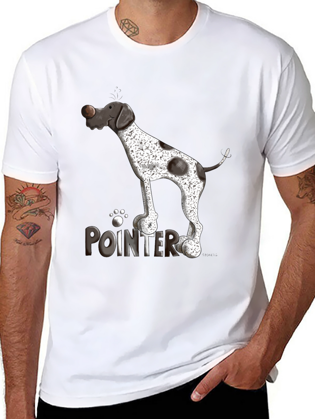 Pointer Dog Graphic T-Shirt - Black Cotton Tee