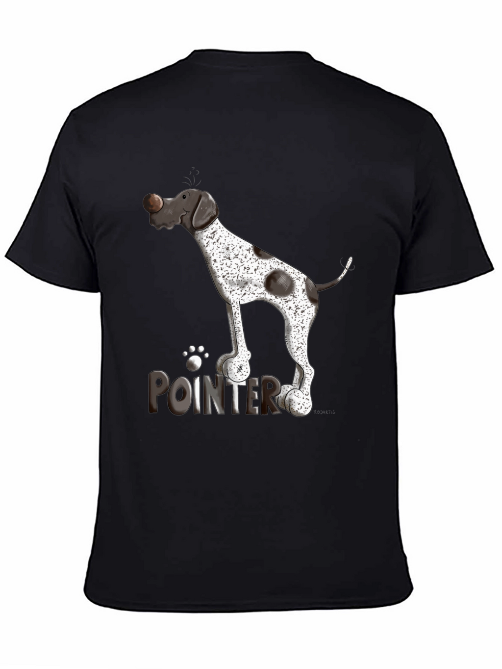 Pointer Dog Graphic T-Shirt - Black Cotton Tee