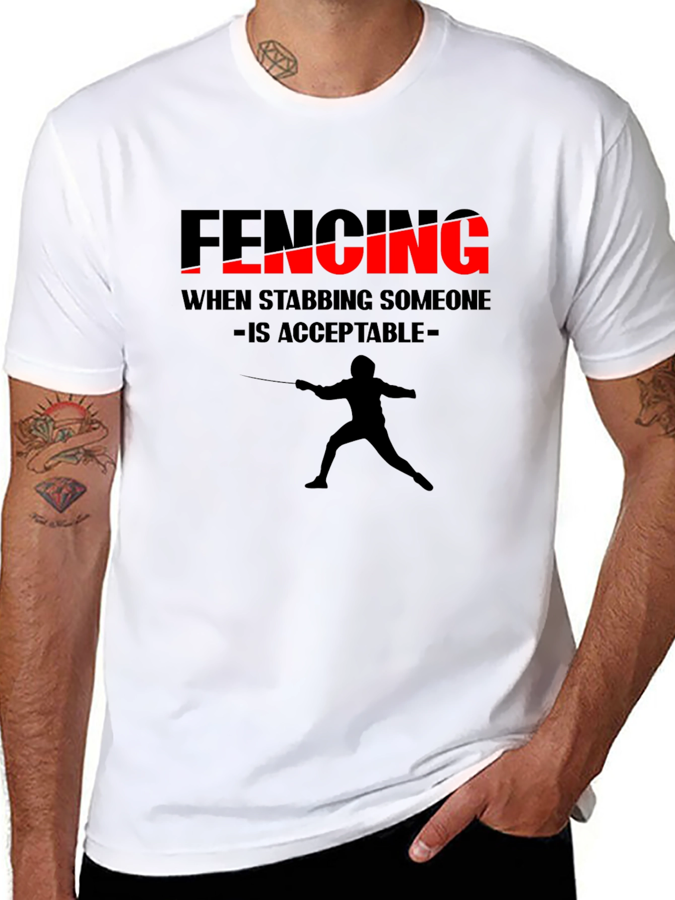 Fencing Humor Tee - When Stabbing is Acceptable